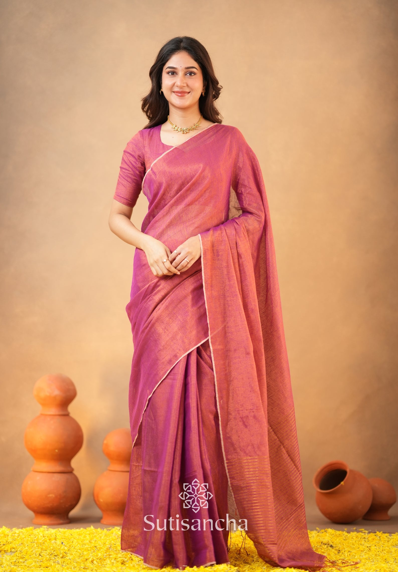 Tissue Charm Light and Lustrous Linen Saree