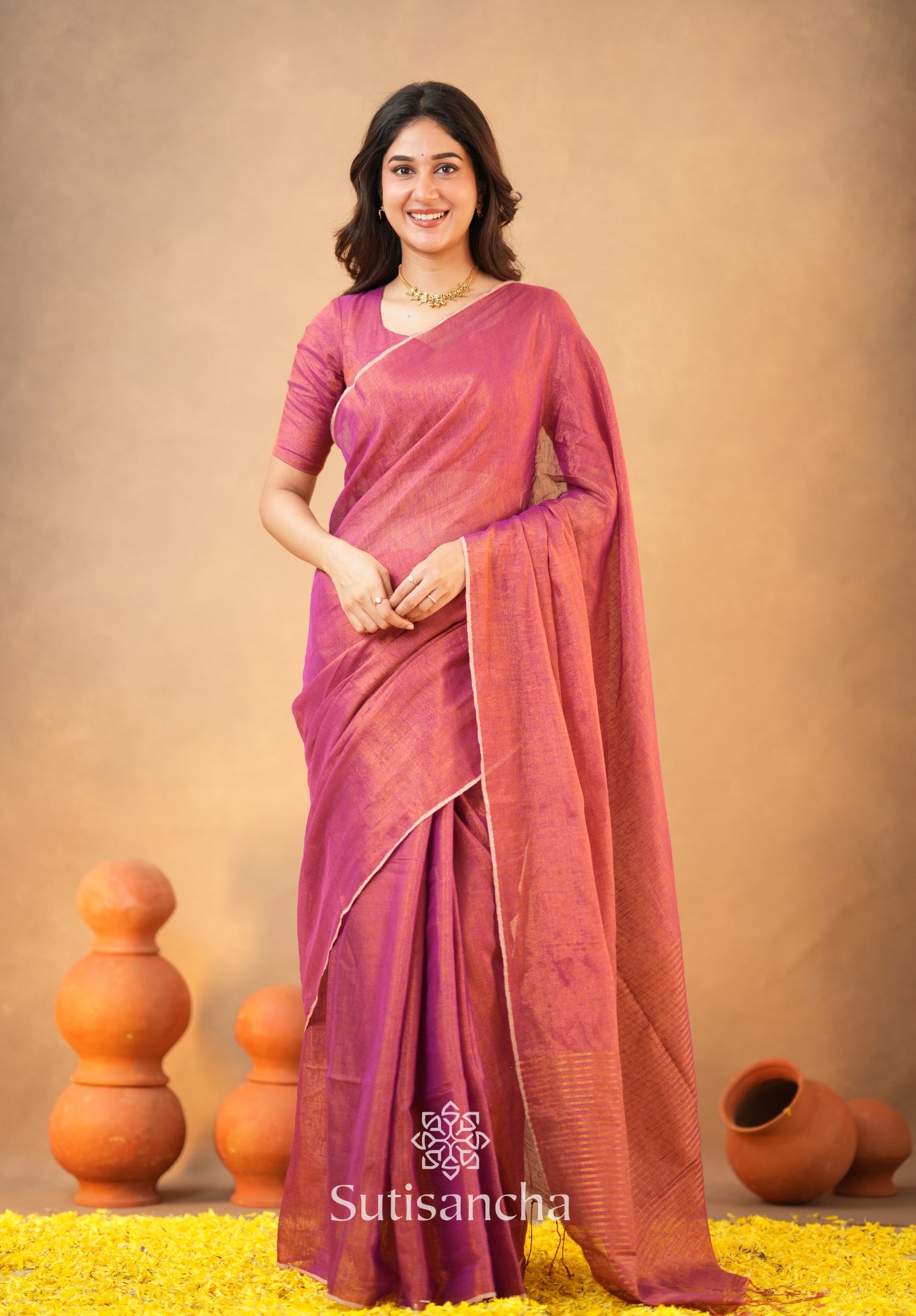 Tissue Charm Light and Lustrous Linen Saree