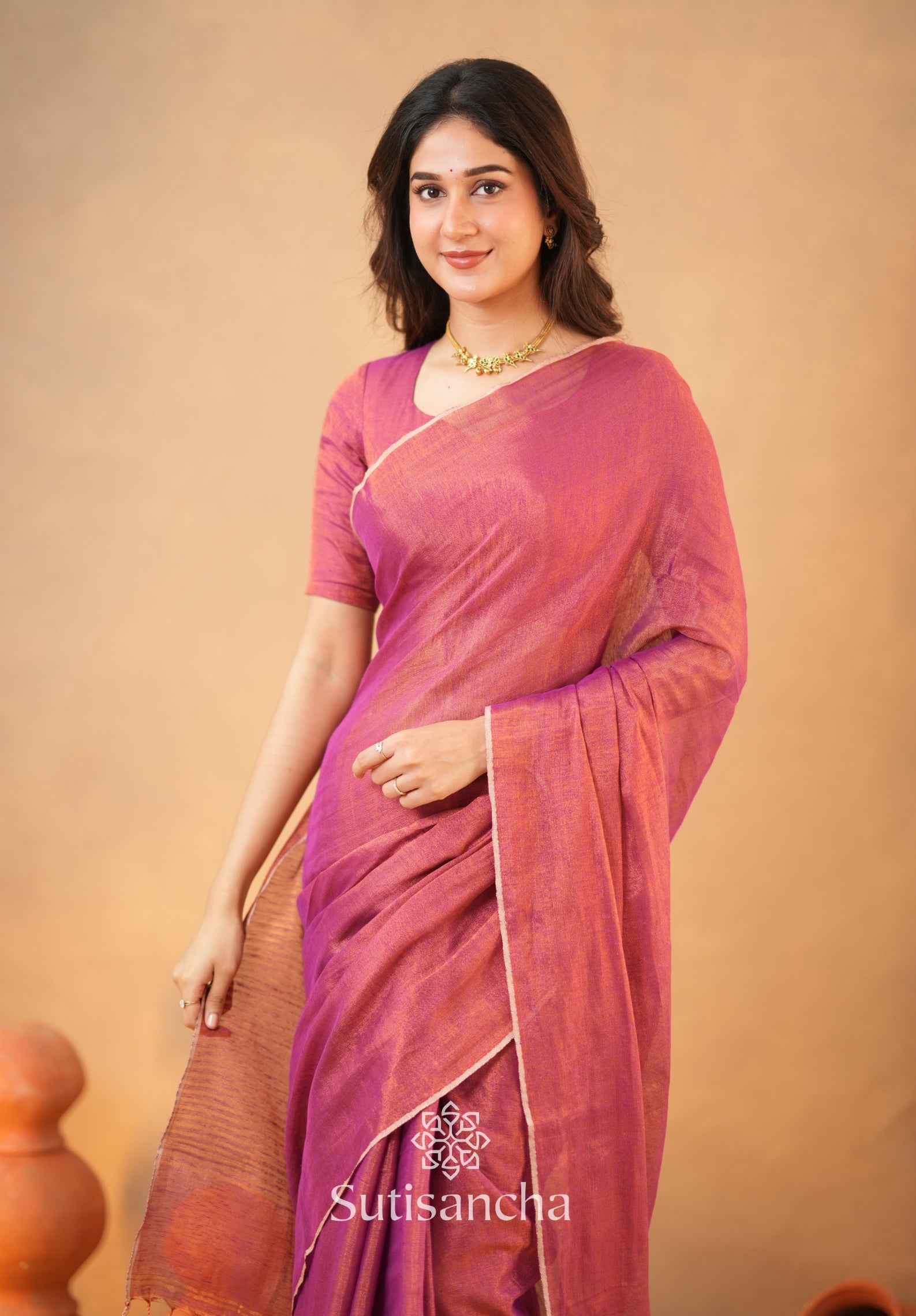 Tissue Charm Light and Lustrous Linen Saree