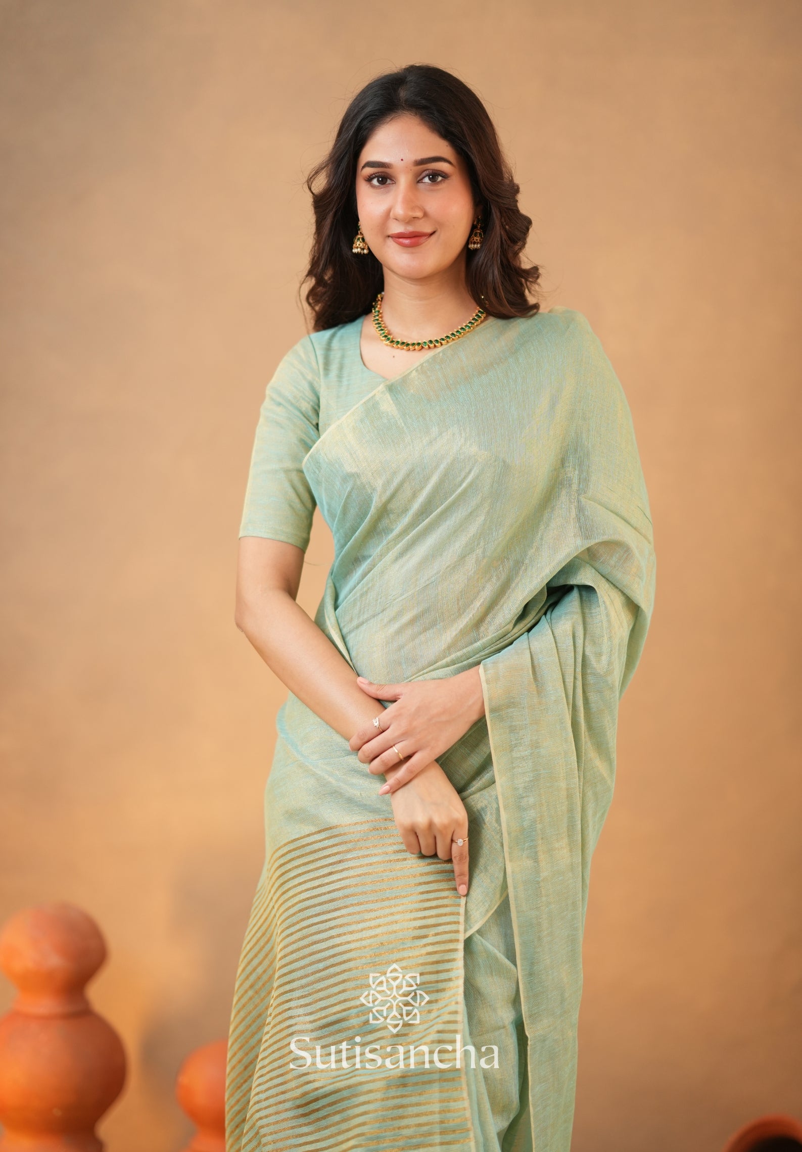 Tissue Charm Light and Lustrous Linen Saree
