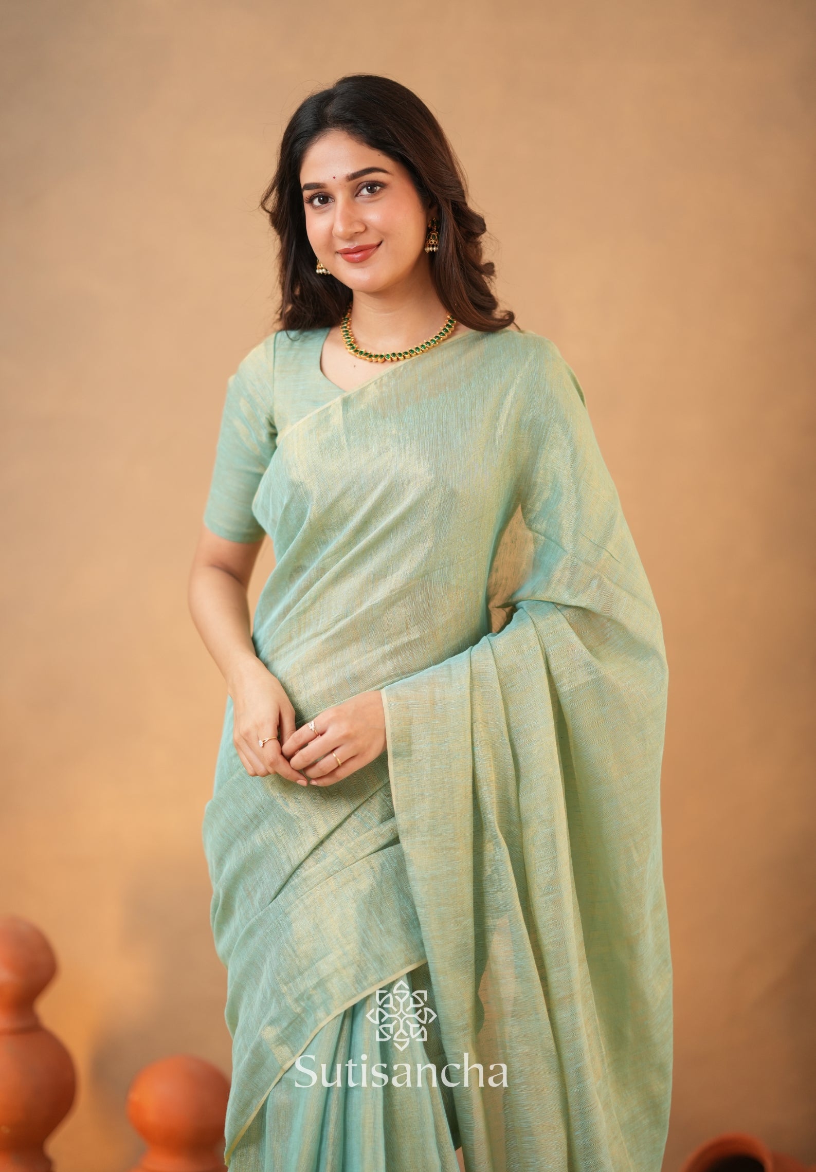 Tissue Charm Light and Lustrous Linen Saree