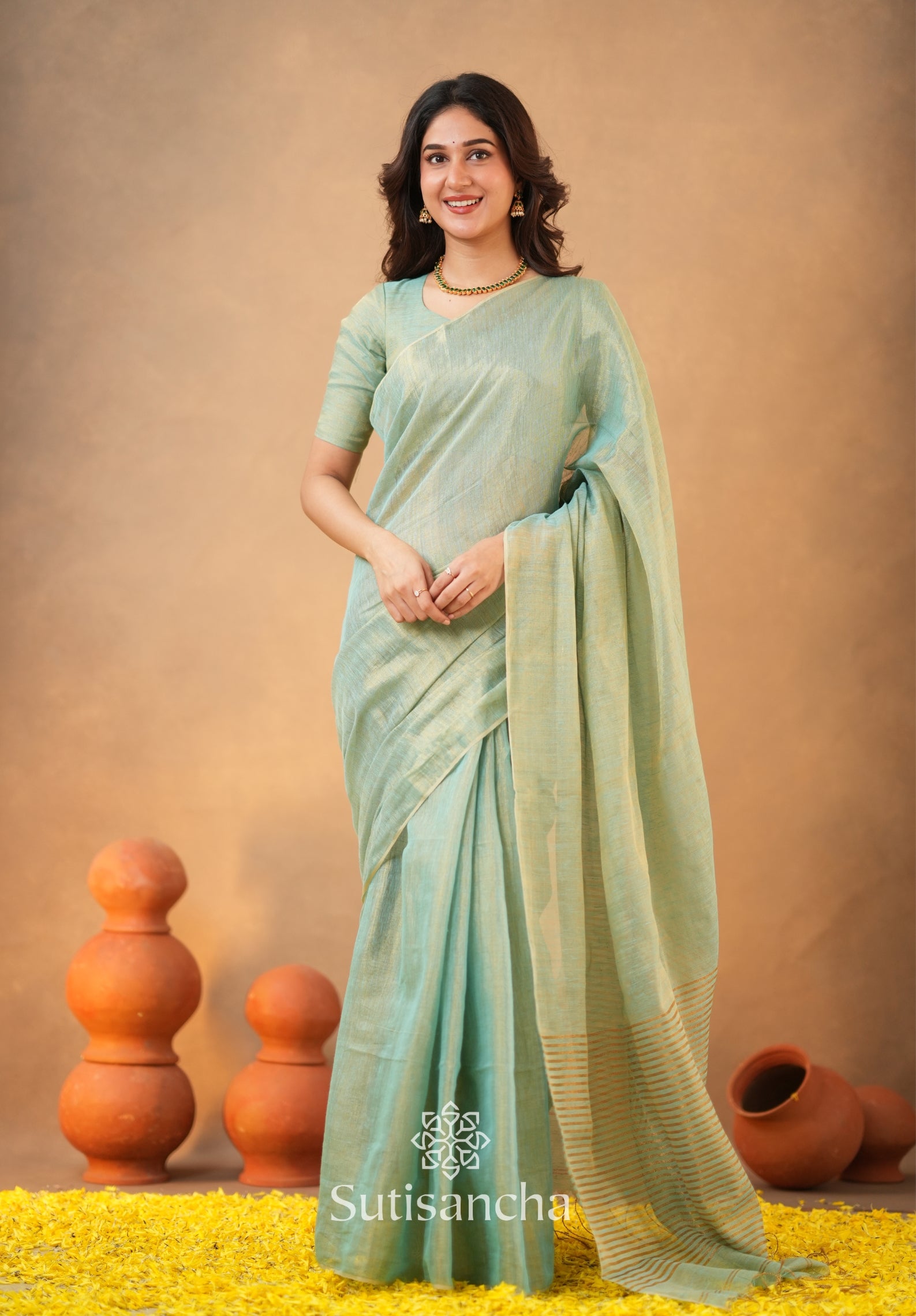 Tissue Charm Light and Lustrous Linen Saree