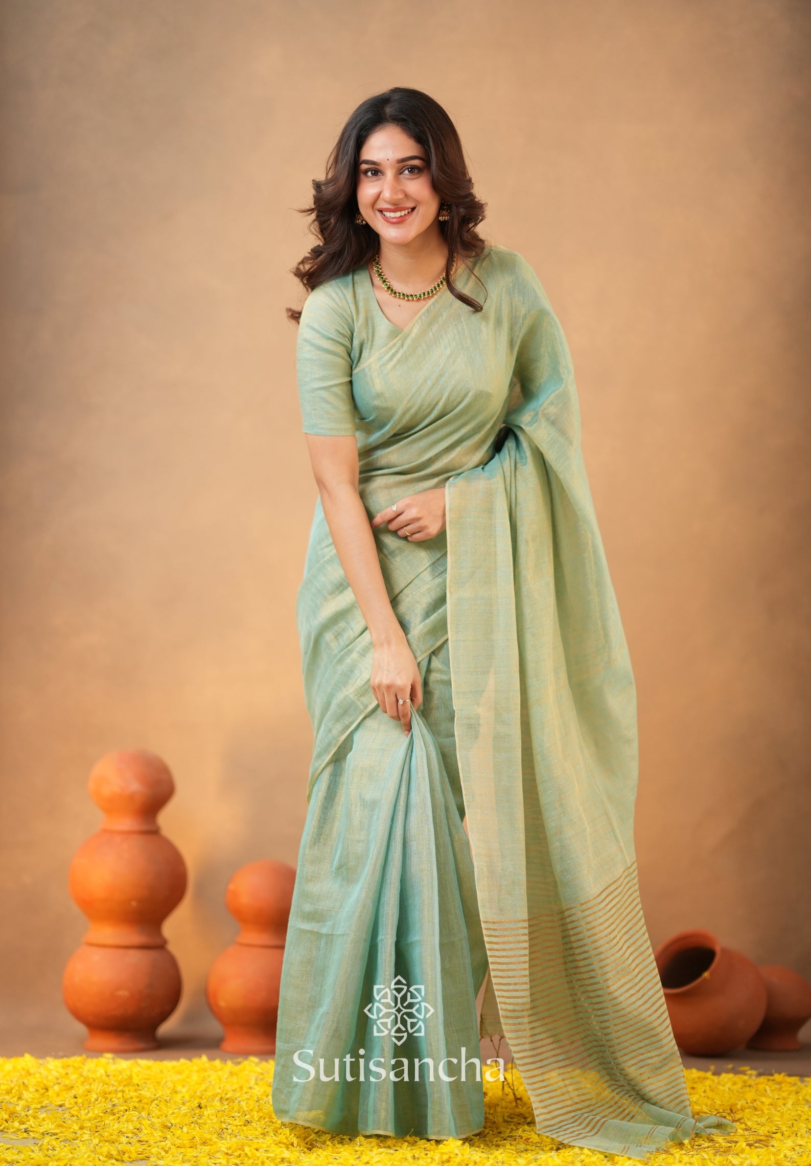 Tissue Charm Light and Lustrous Linen Saree