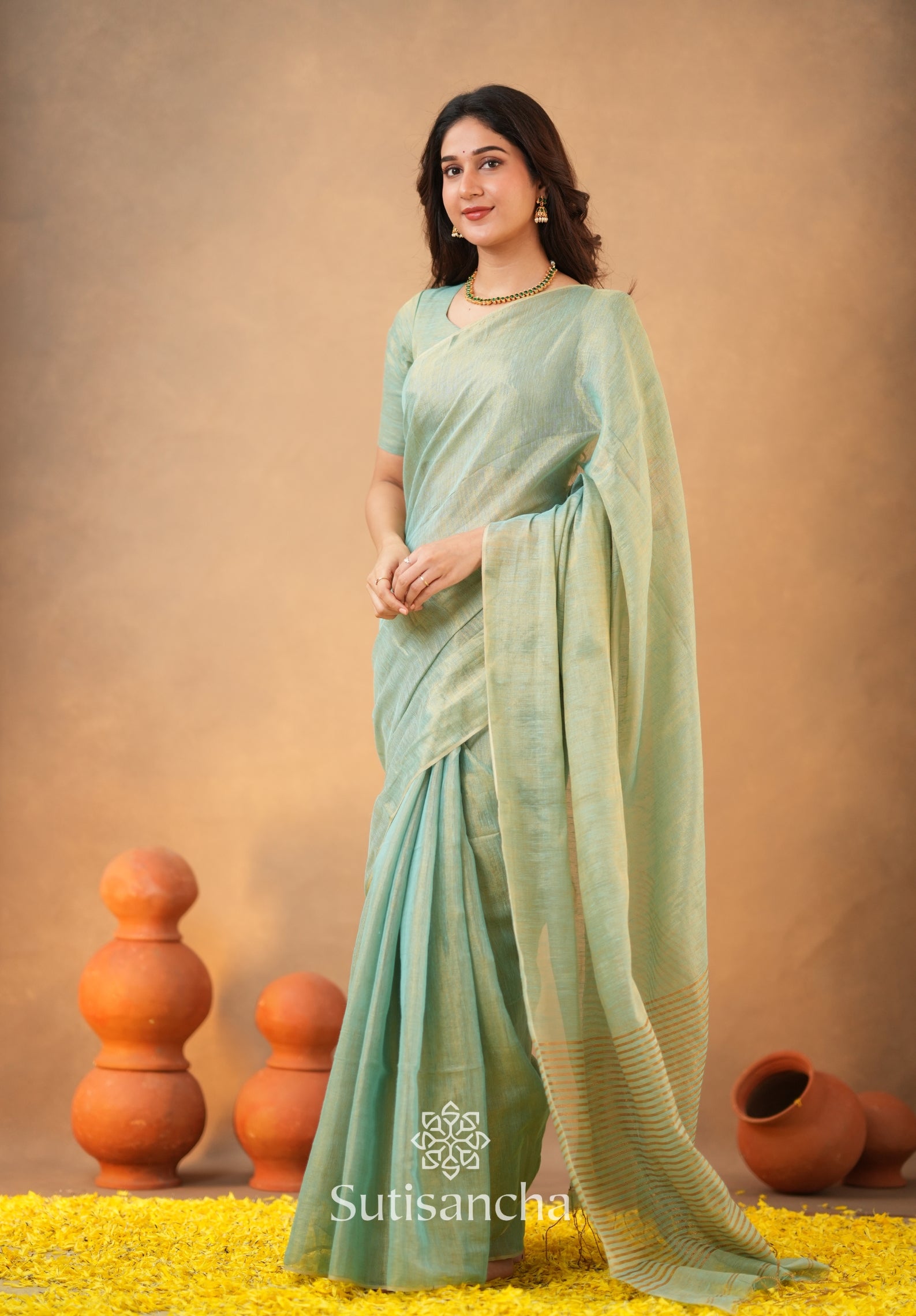 Tissue Charm Light and Lustrous Linen Saree