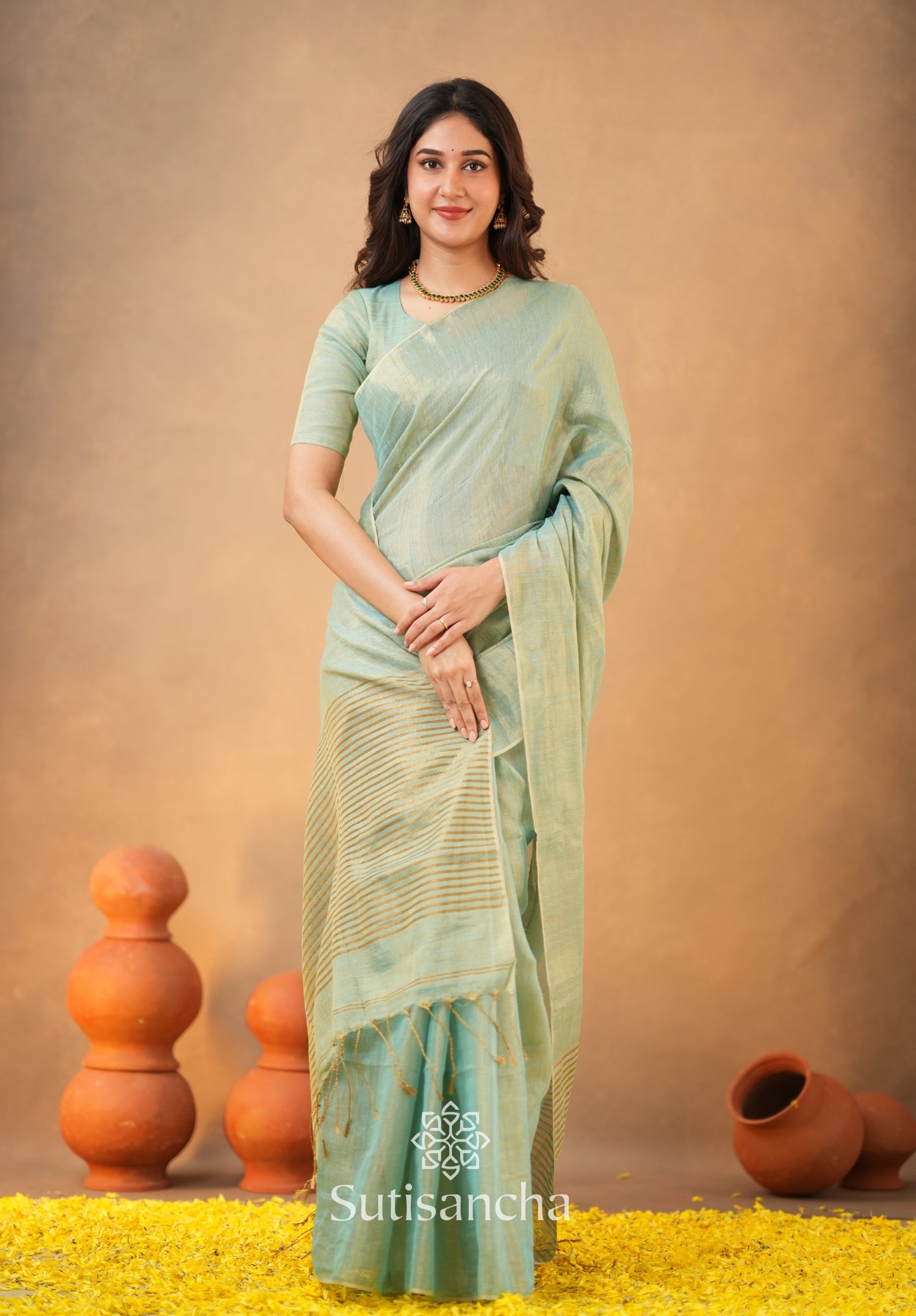 Tissue Charm Light and Lustrous Linen Saree