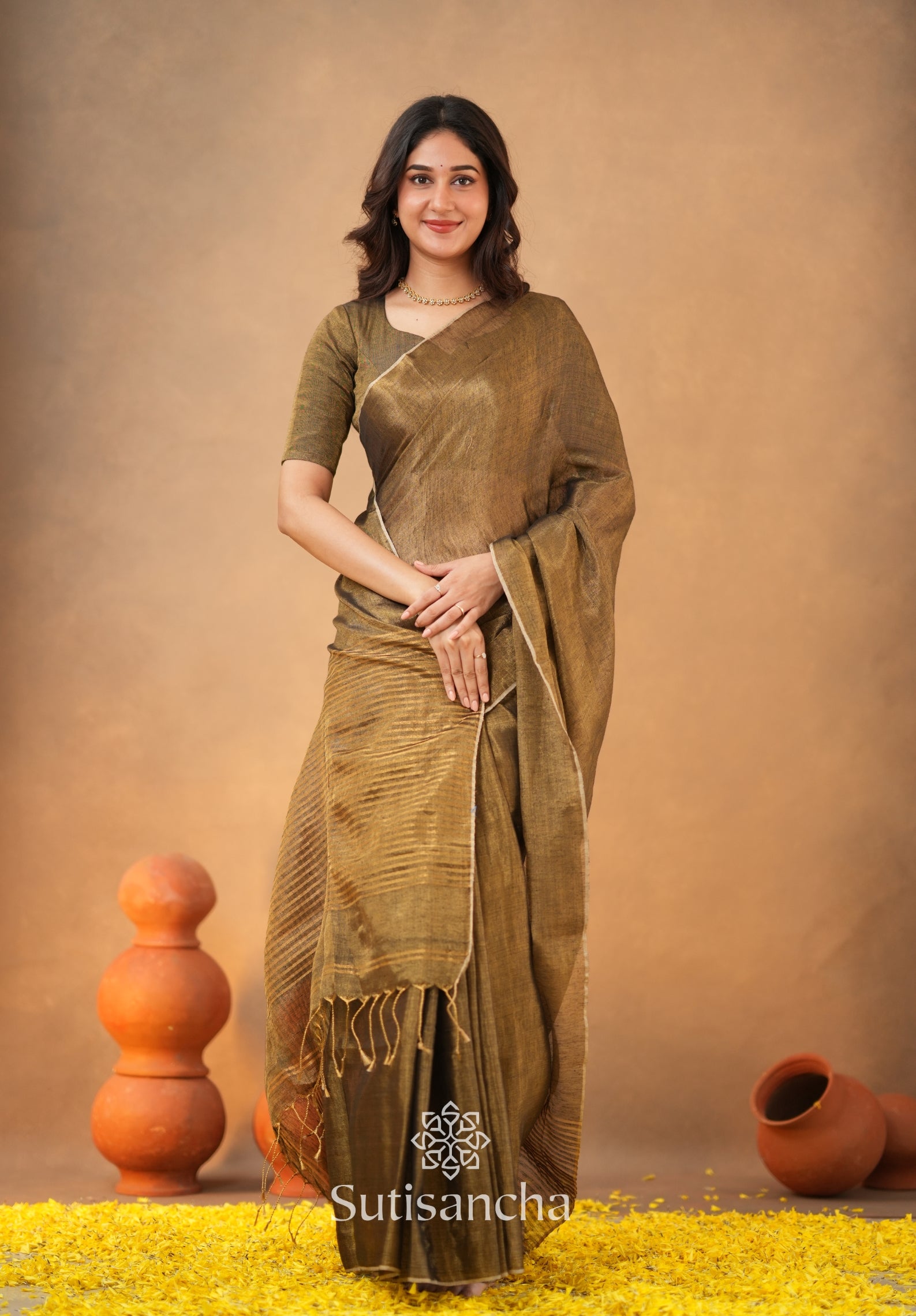 Tissue Charm Light and Lustrous Linen Saree