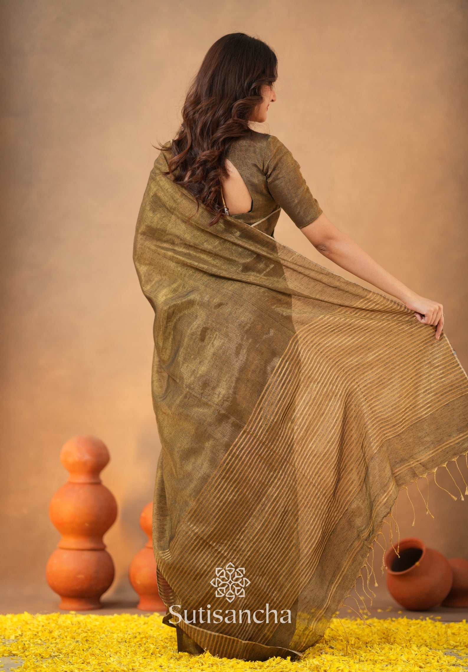 Tissue Charm Light and Lustrous Linen Saree