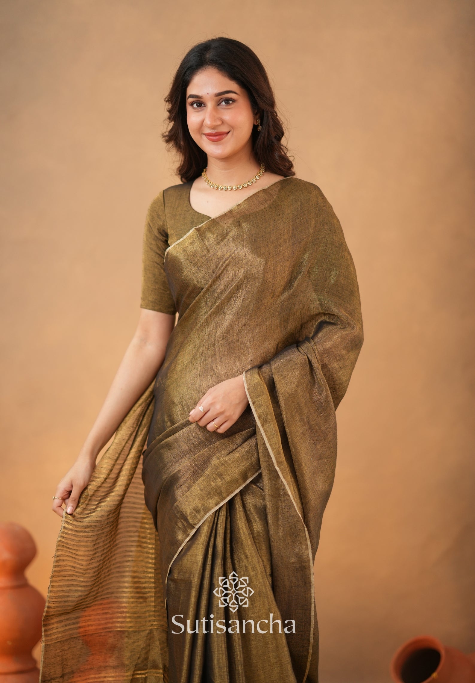 Tissue Charm Light and Lustrous Linen Saree