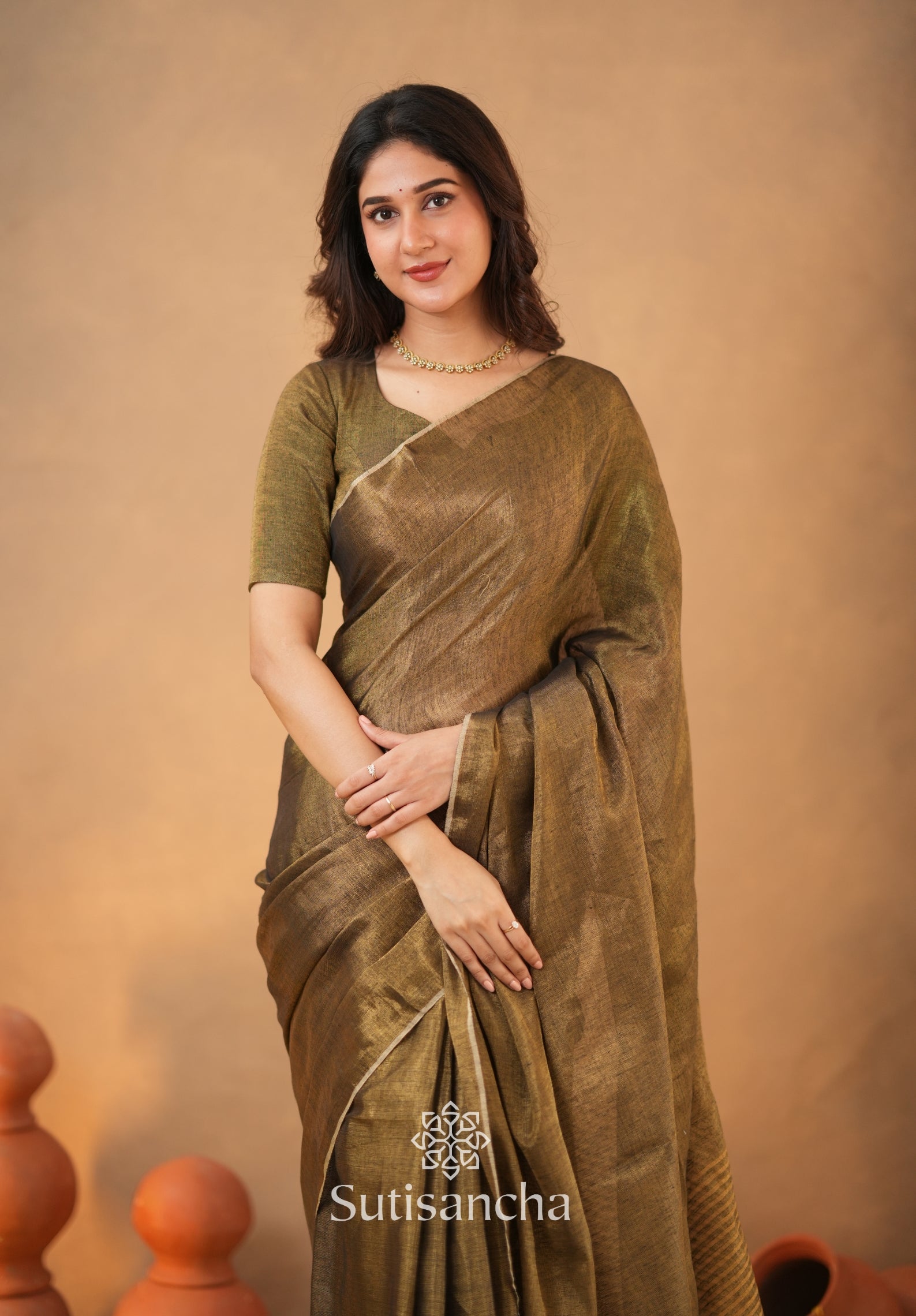 Tissue Charm Light and Lustrous Linen Saree