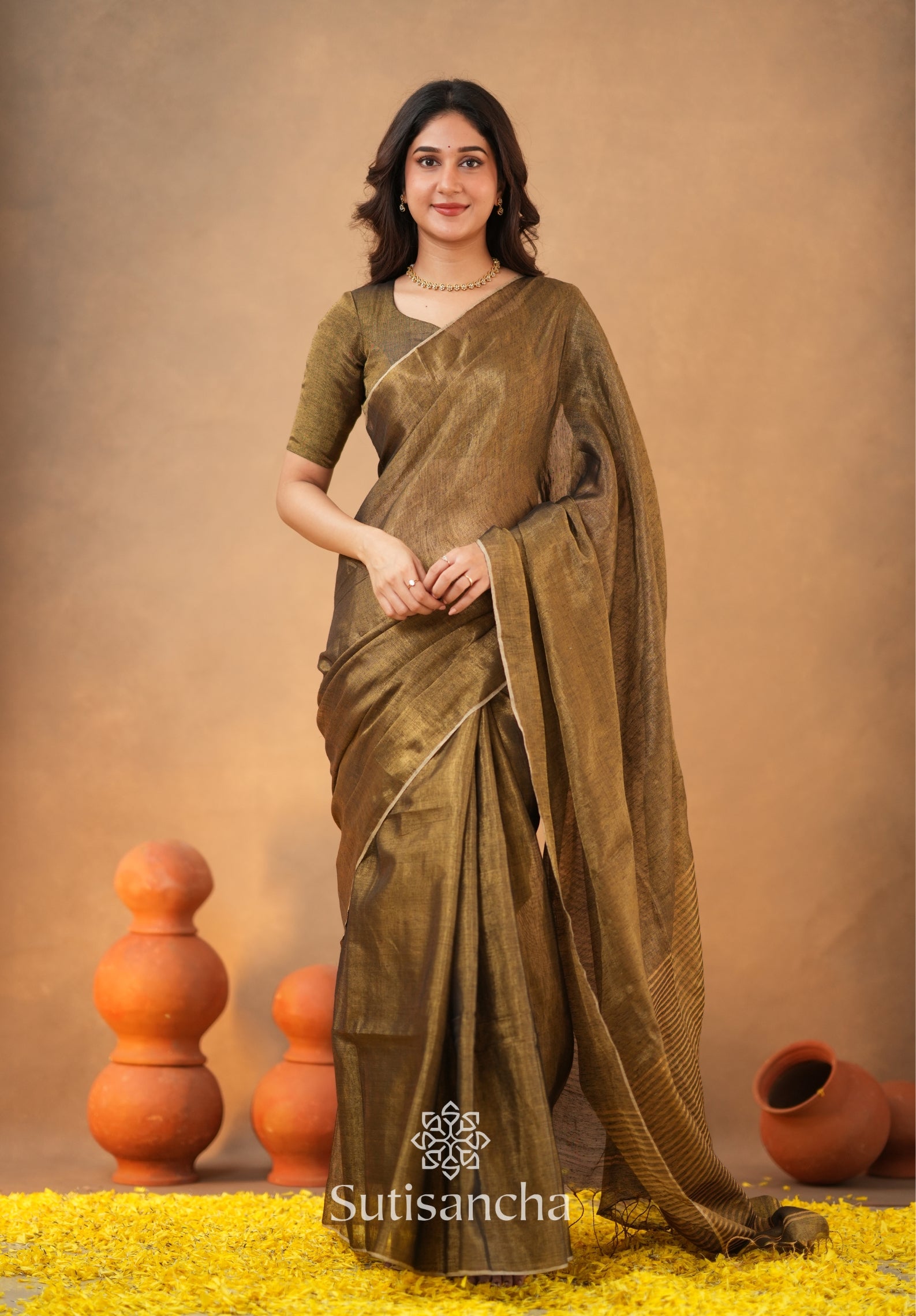 Tissue Charm Light and Lustrous Linen Saree