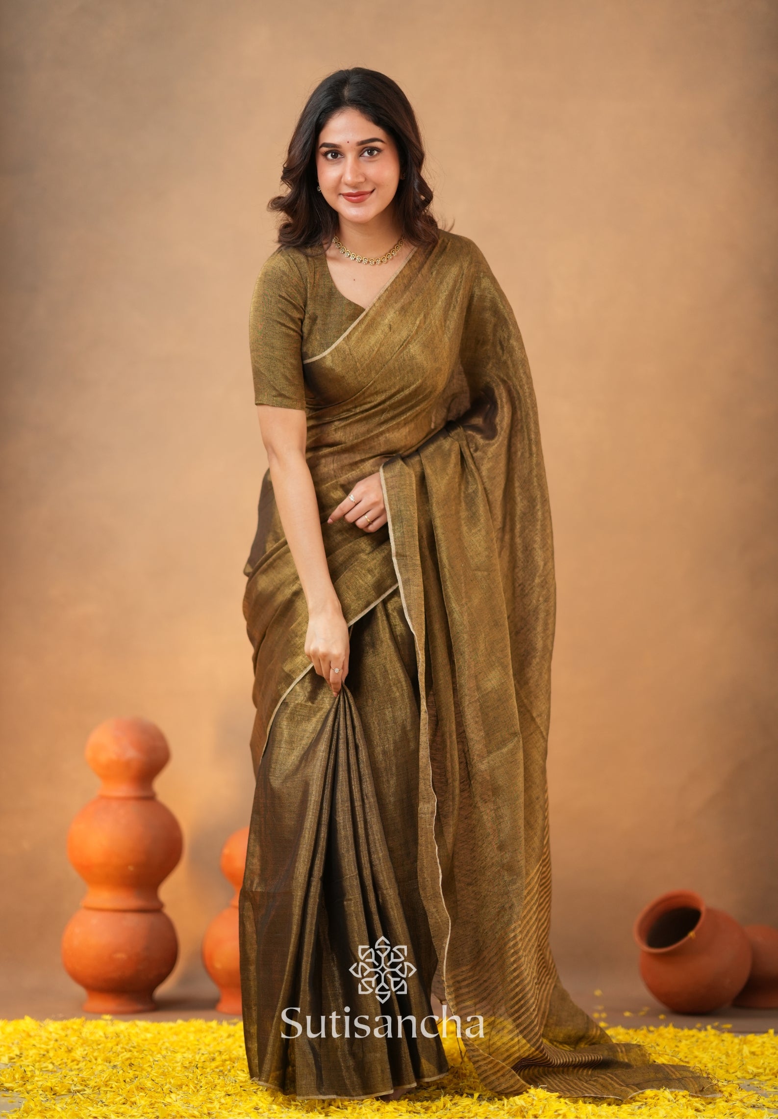 Tissue Charm Light and Lustrous Linen Saree