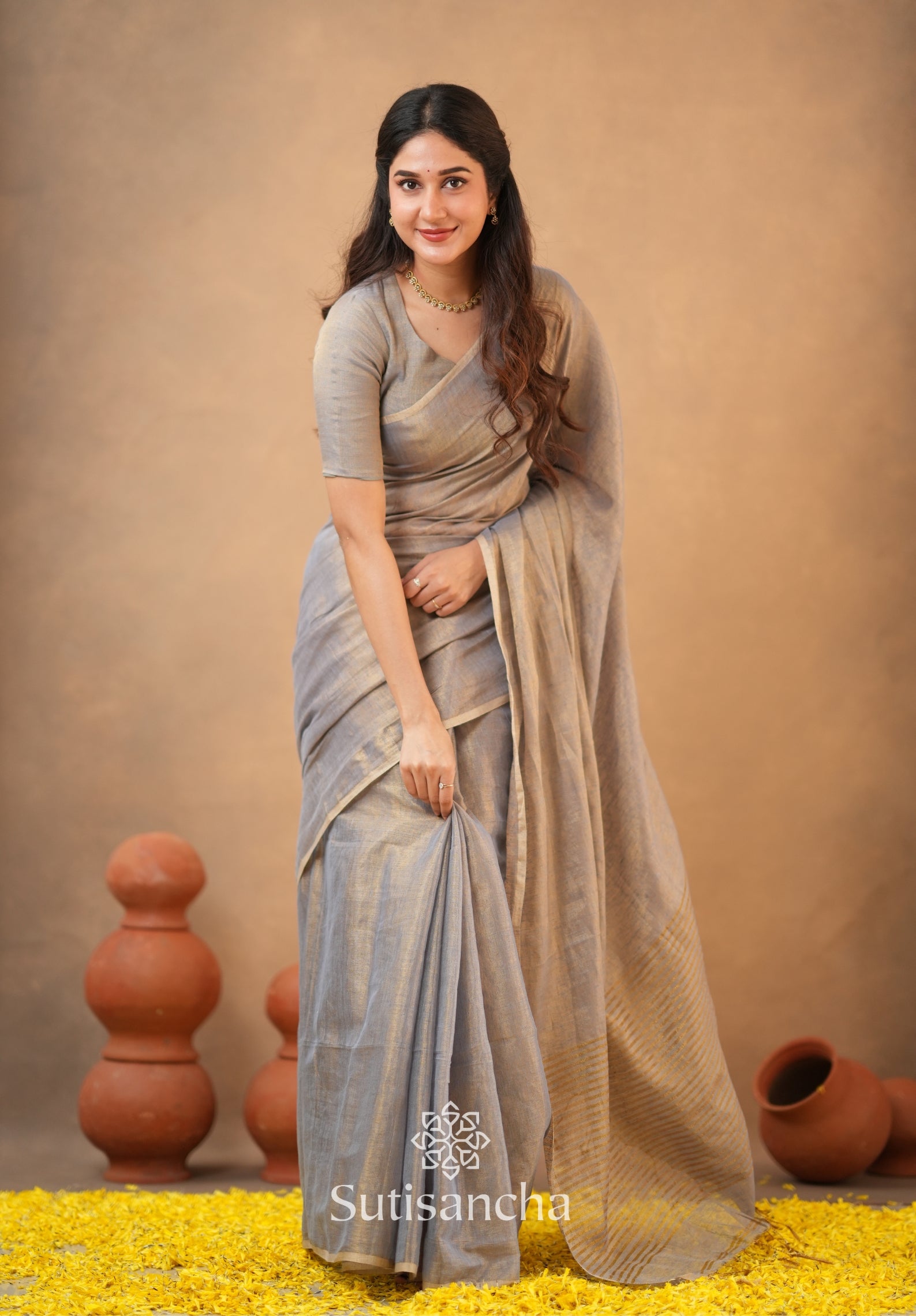 Tissue Charm Light and Lustrous Linen Saree