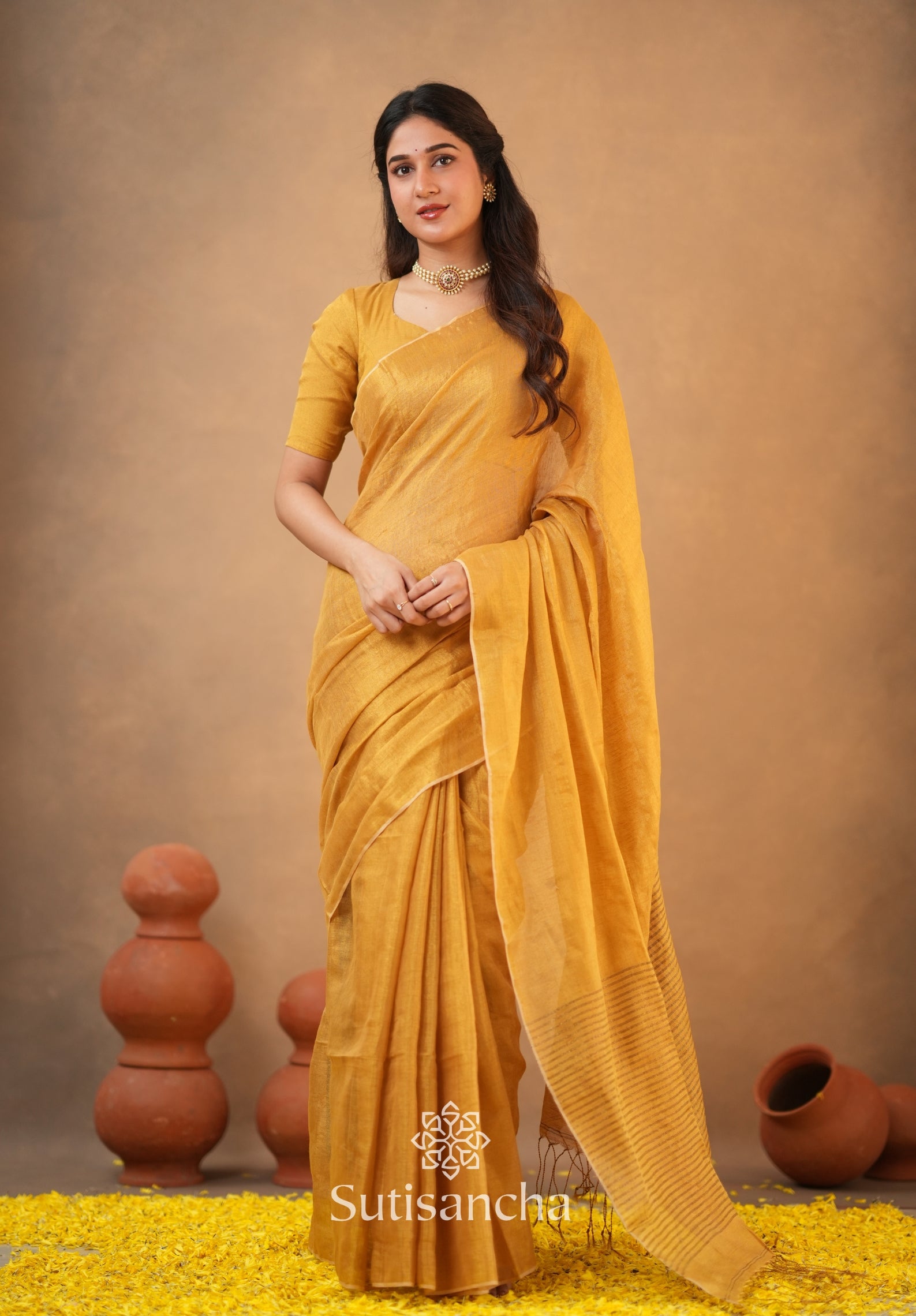 Tissue Charm Light and Lustrous Linen Saree