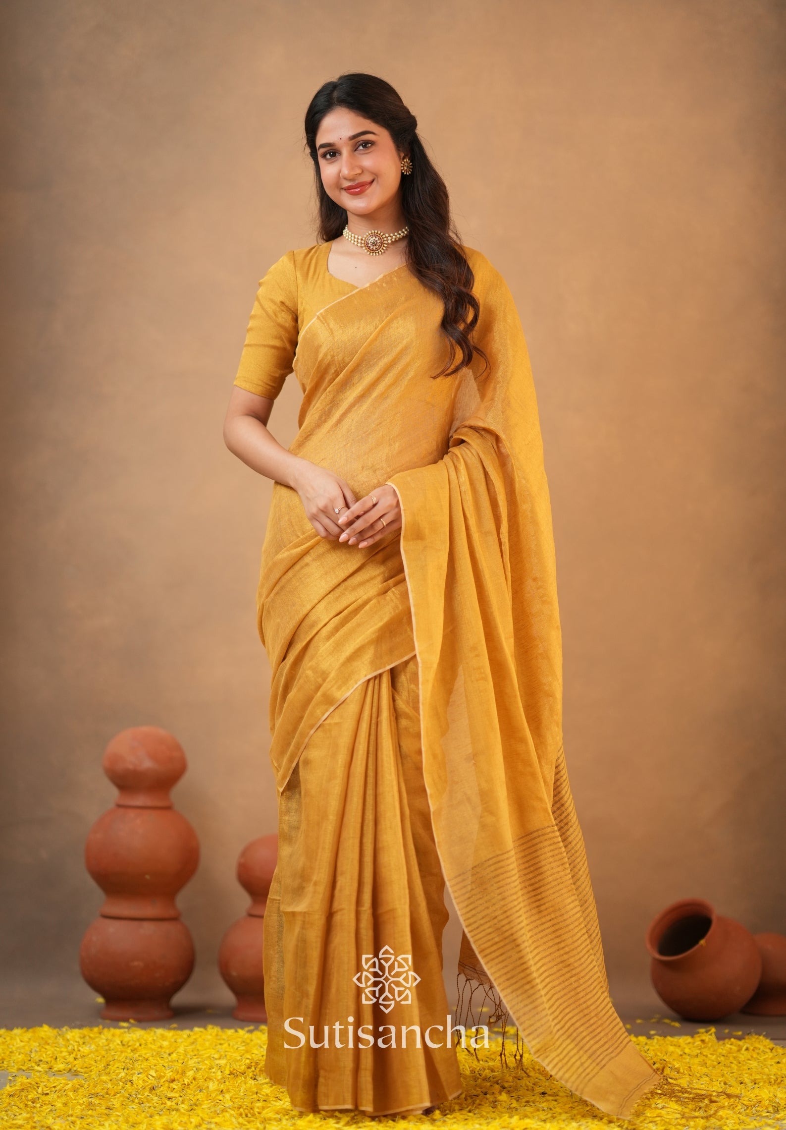 Tissue Charm Light and Lustrous Linen Saree