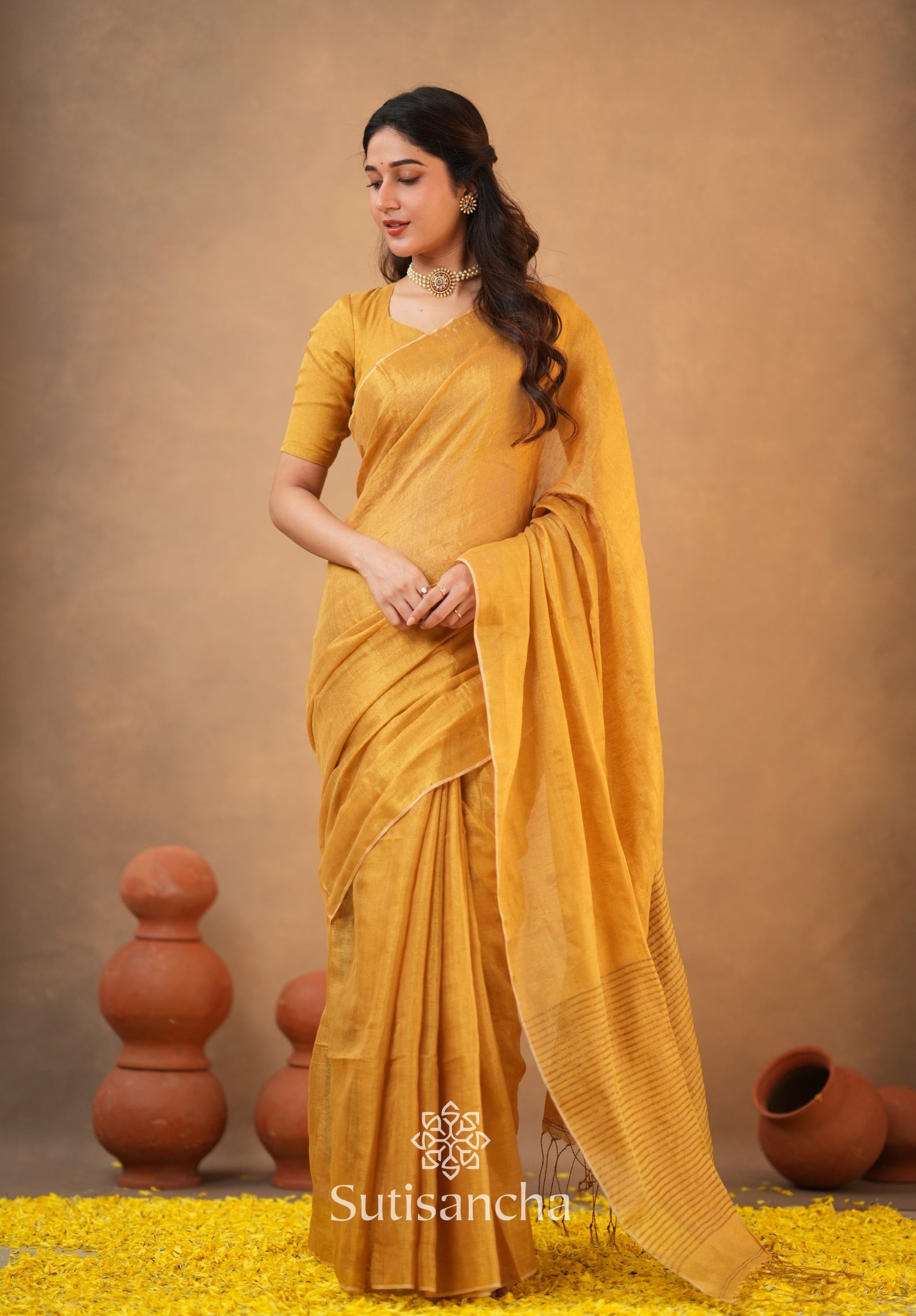 Tissue Charm Light and Lustrous Linen Saree