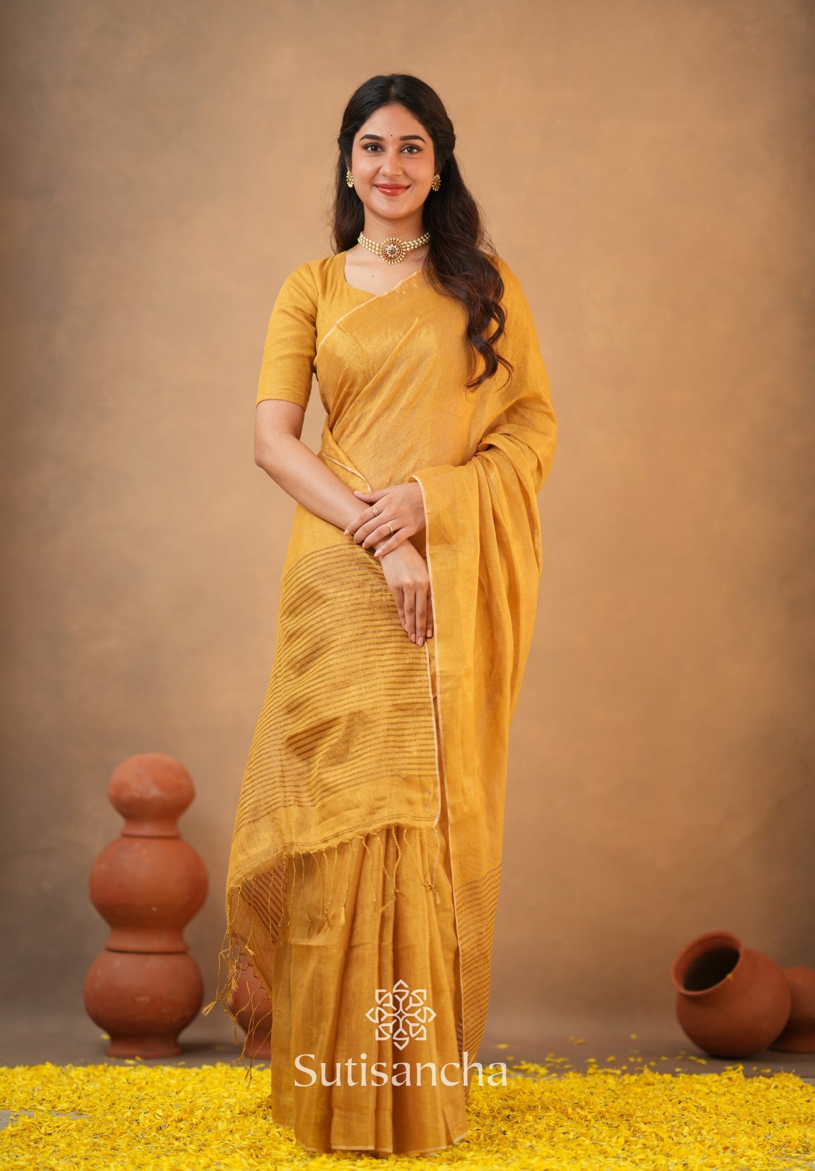 Tissue Charm Light and Lustrous Linen Saree