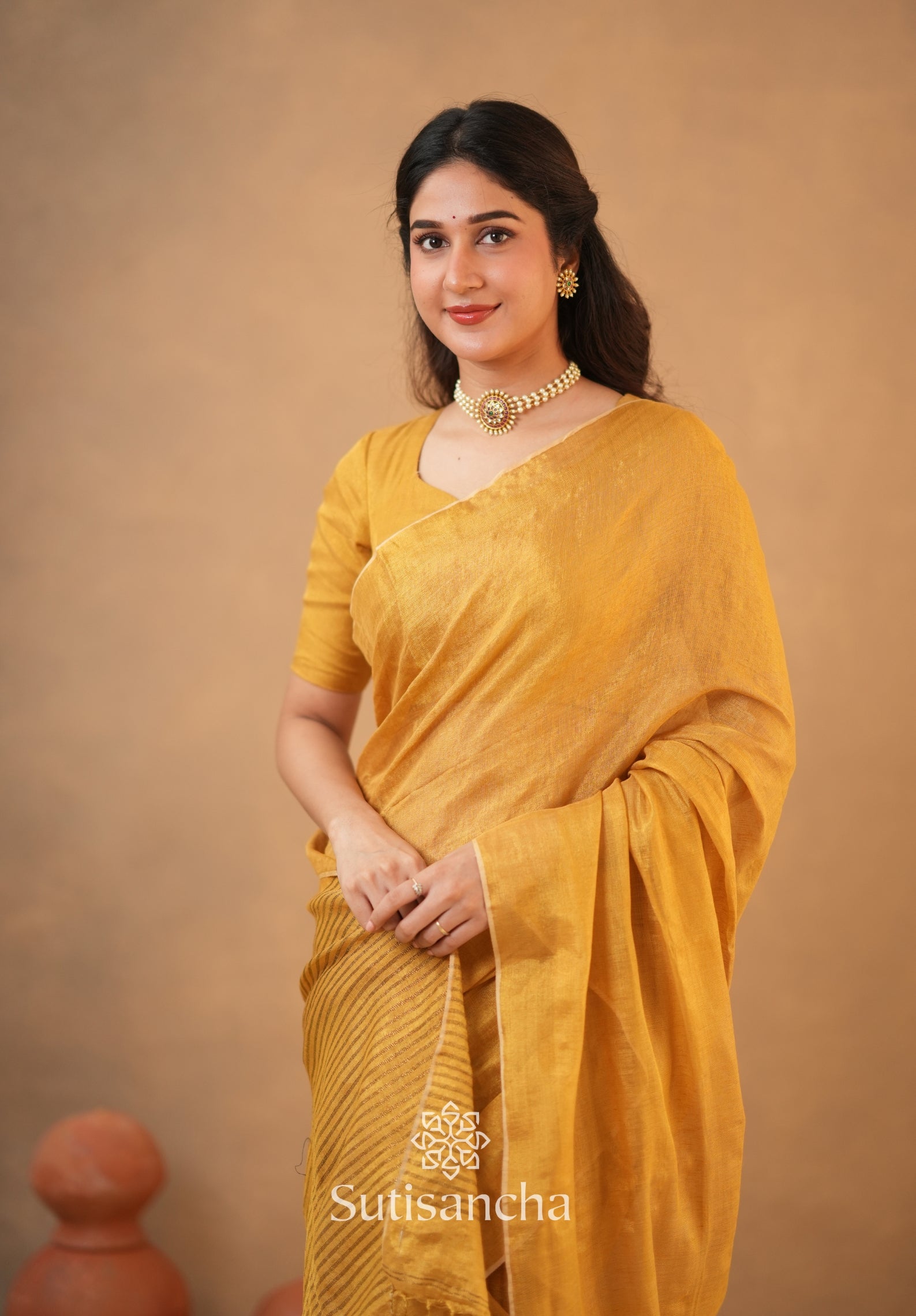 Tissue Charm Light and Lustrous Linen Saree