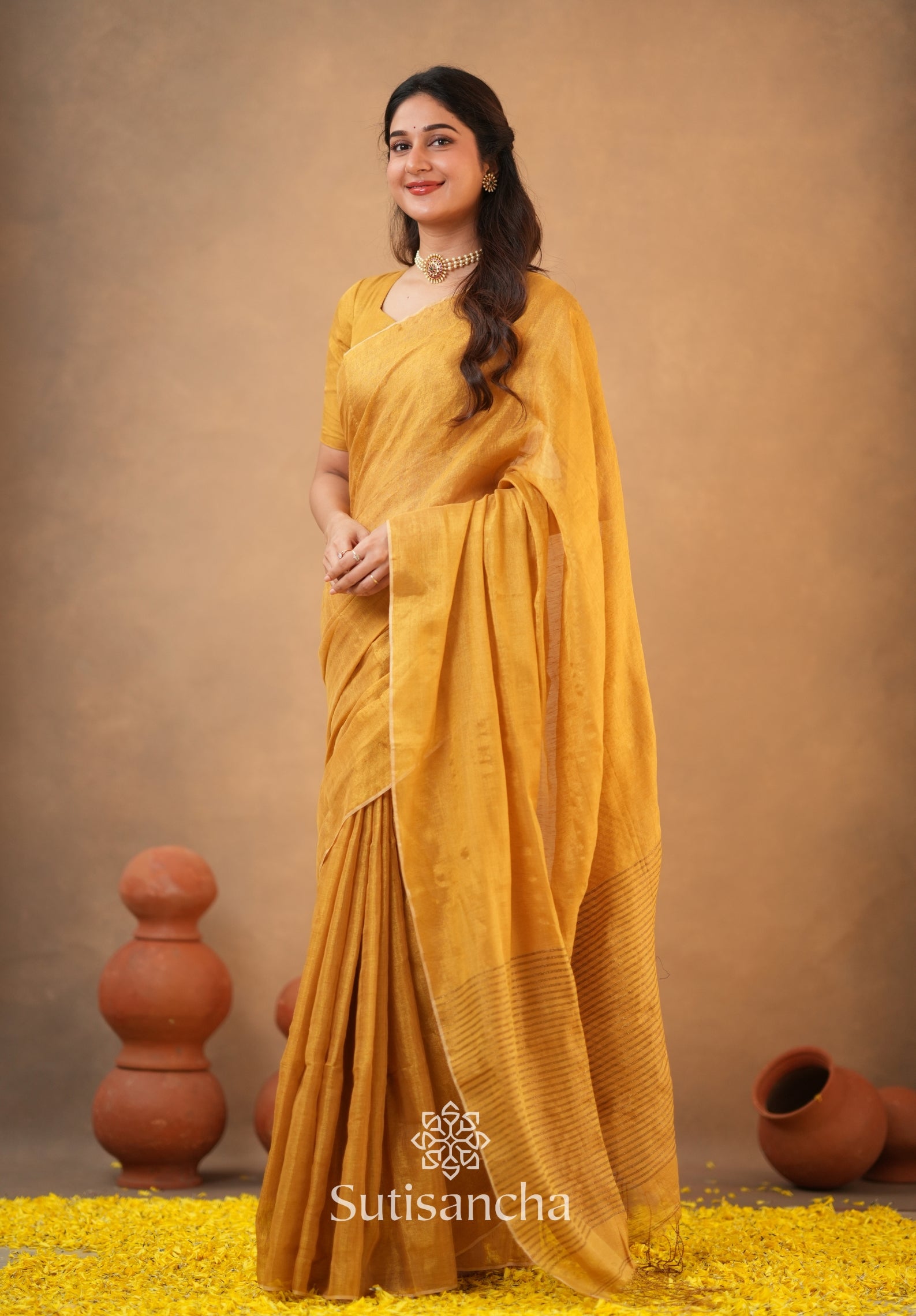 Tissue Charm Light and Lustrous Linen Saree