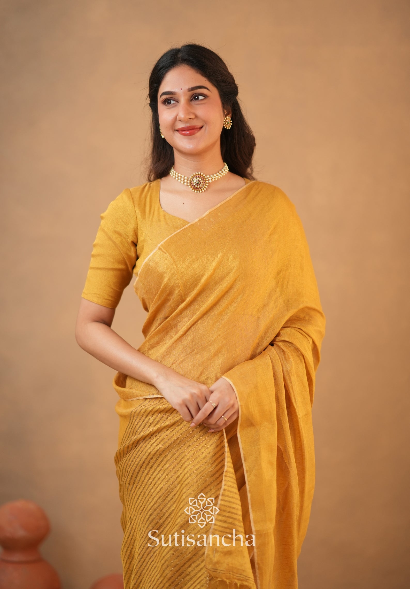 Tissue Charm Light and Lustrous Linen Saree