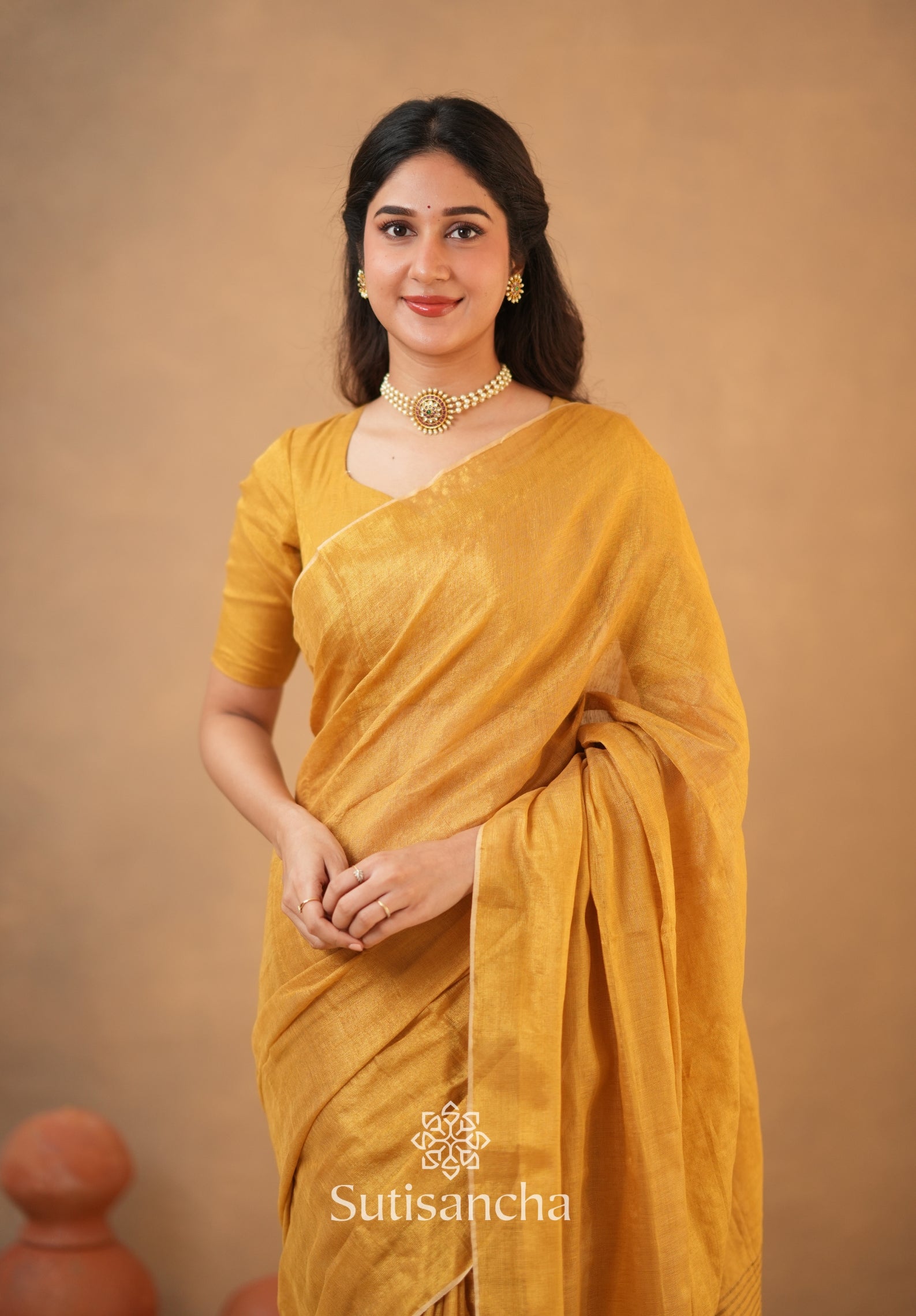 Tissue Charm Light and Lustrous Linen Saree