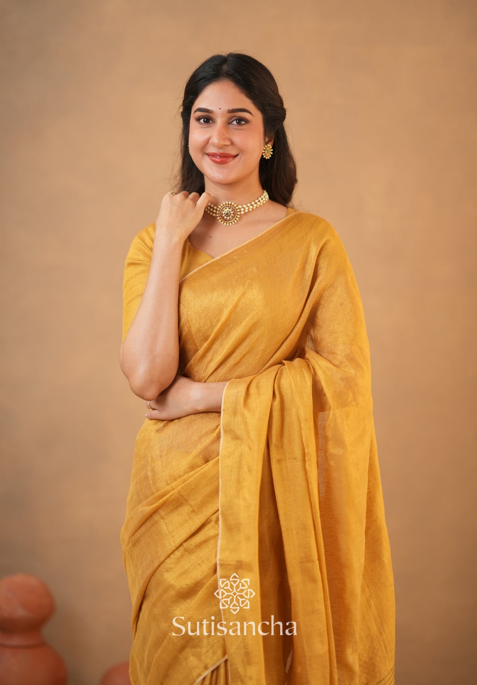 Tissue Charm Light and Lustrous Linen Saree