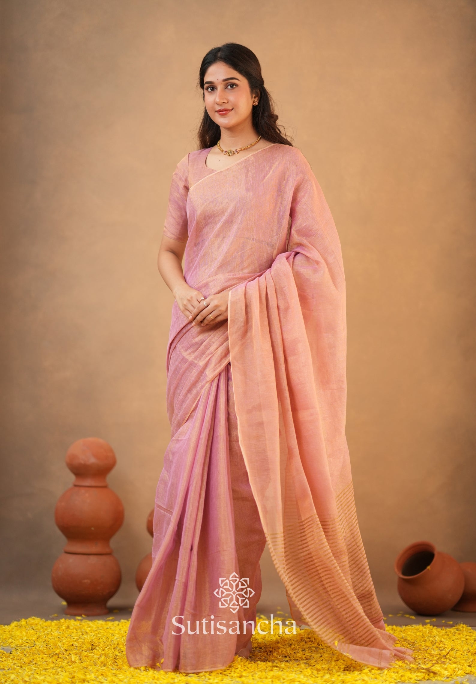 Tissue Charm Light and Lustrous Linen Saree