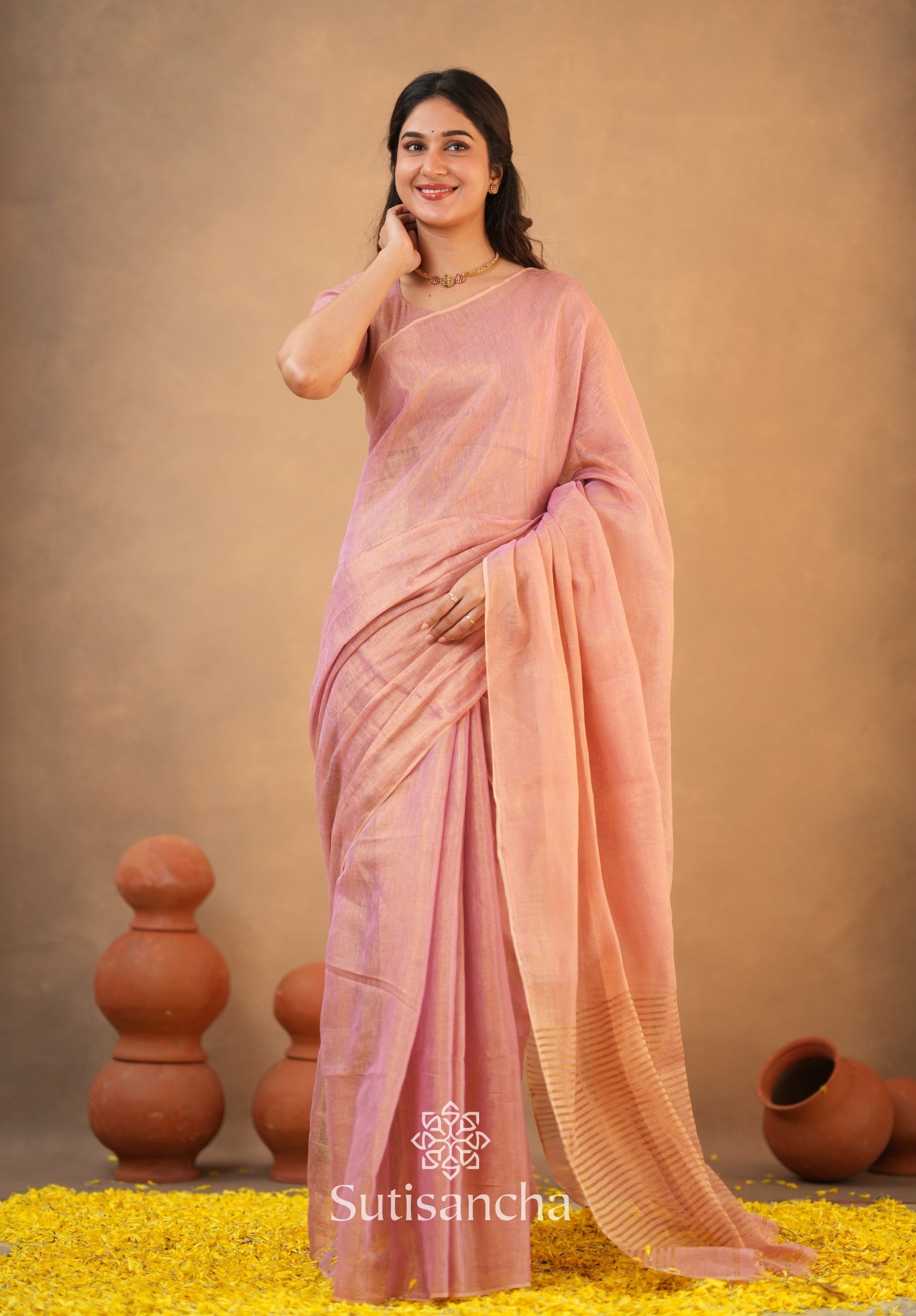 Tissue Charm Light and Lustrous Linen Saree