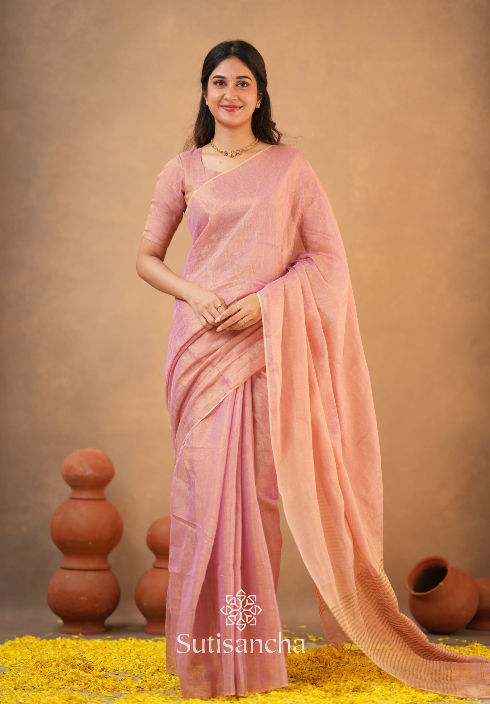 Tissue Charm Light and Lustrous Linen Saree