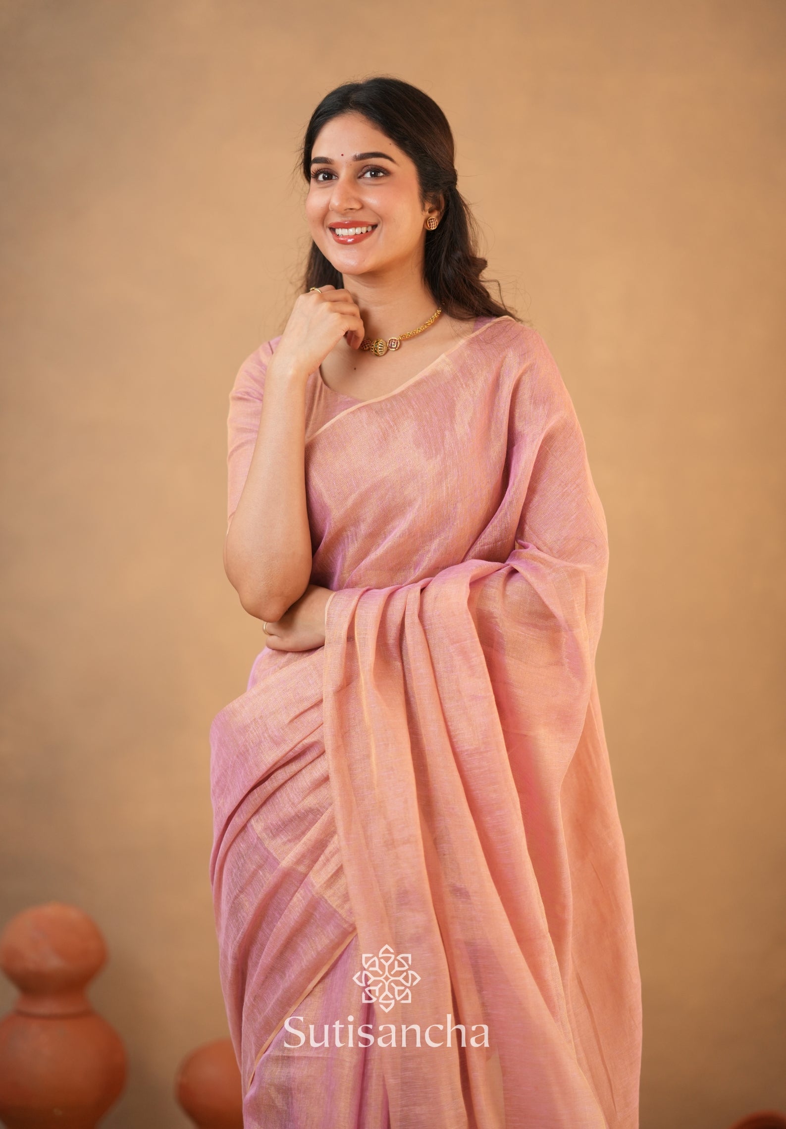 Tissue Charm Light and Lustrous Linen Saree