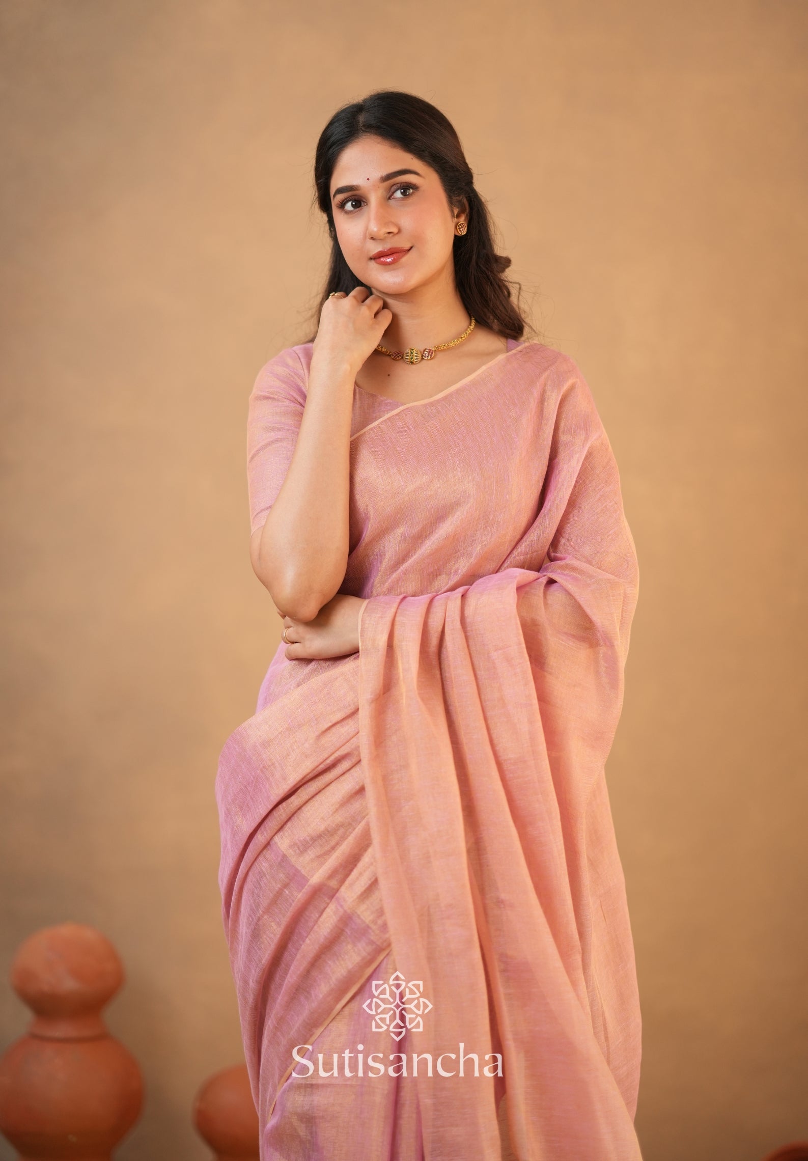 Tissue Charm Light and Lustrous Linen Saree