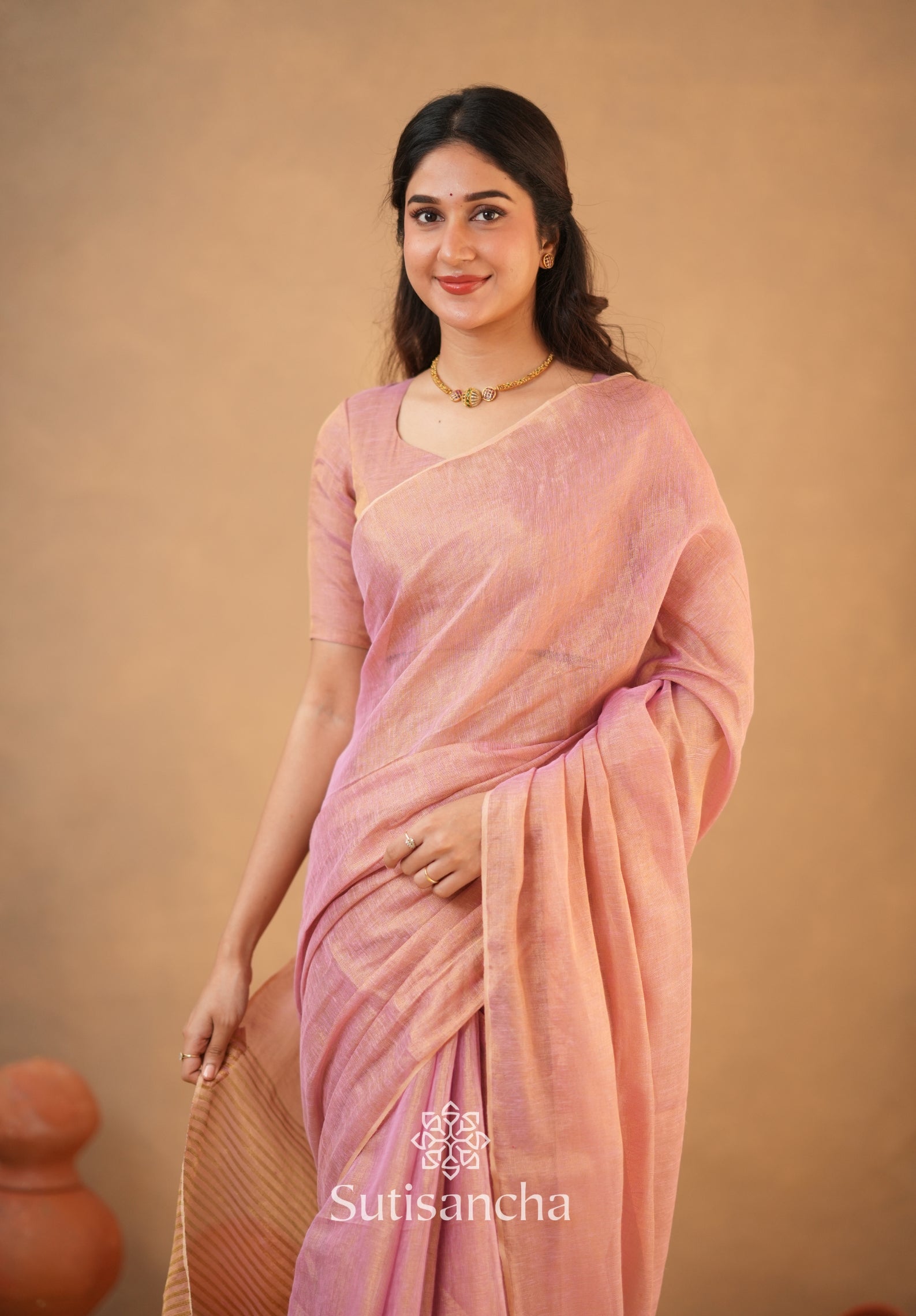 Tissue Charm Light and Lustrous Linen Saree