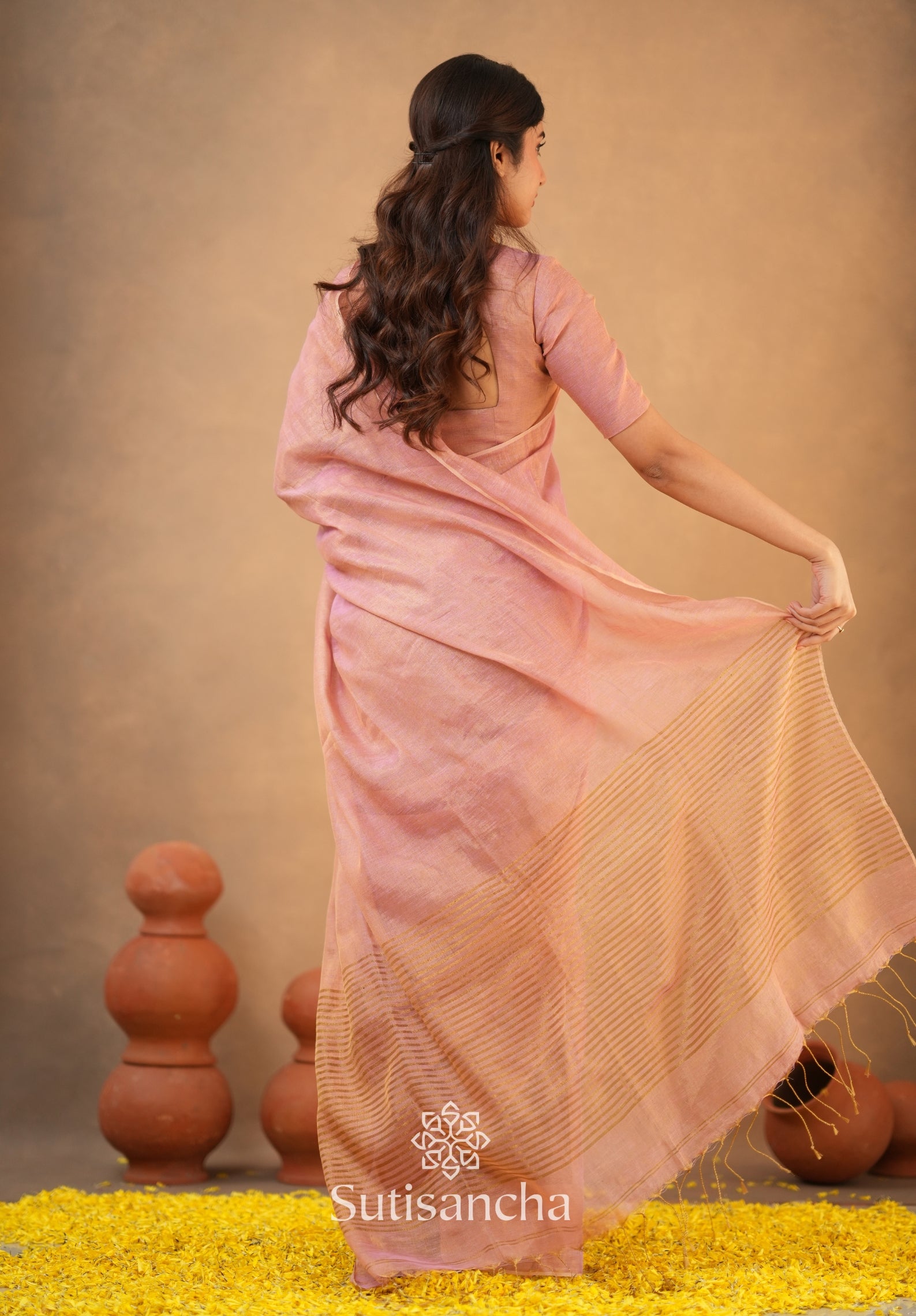 Tissue Charm Light and Lustrous Linen Saree