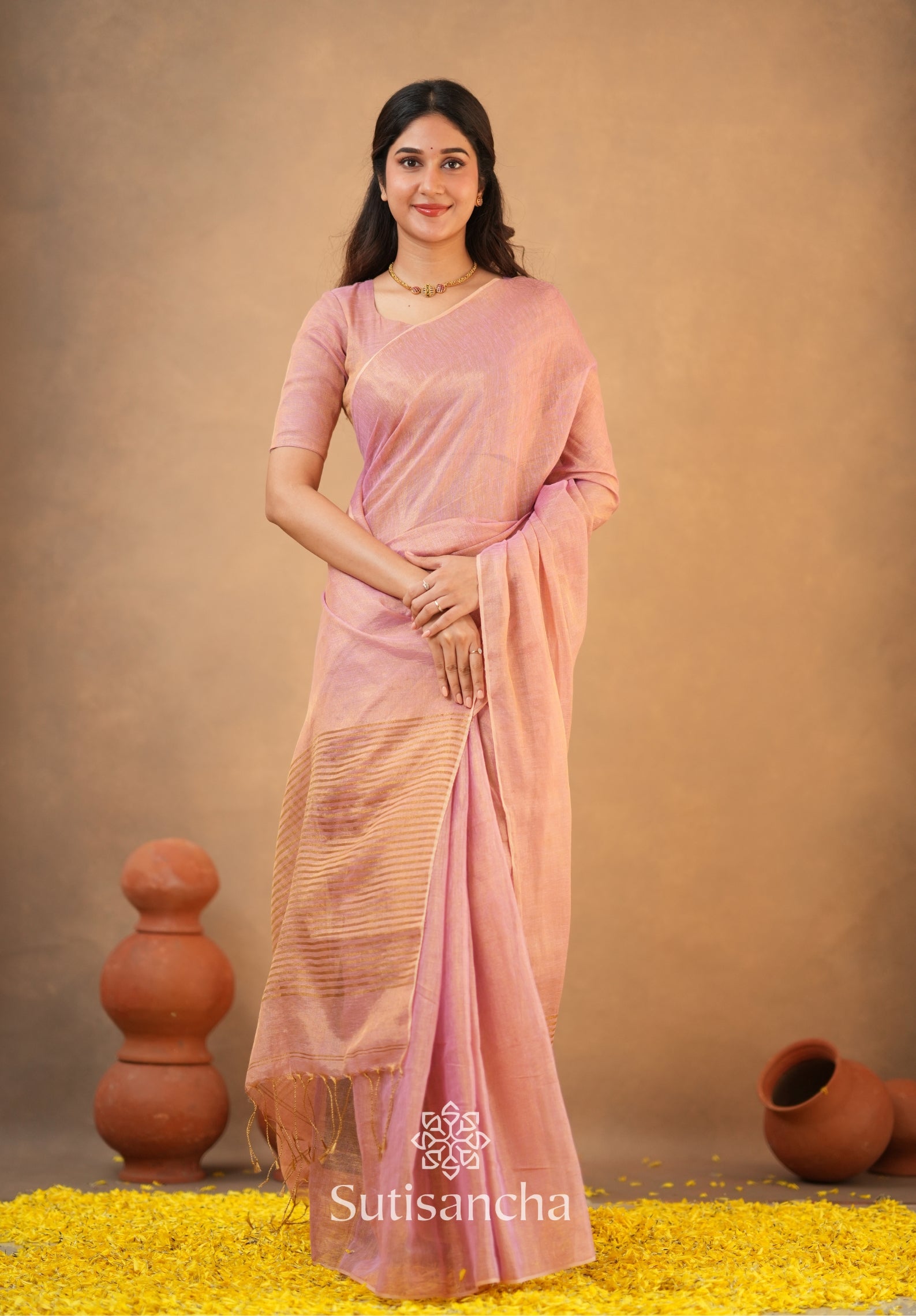 Tissue Charm Light and Lustrous Linen Saree