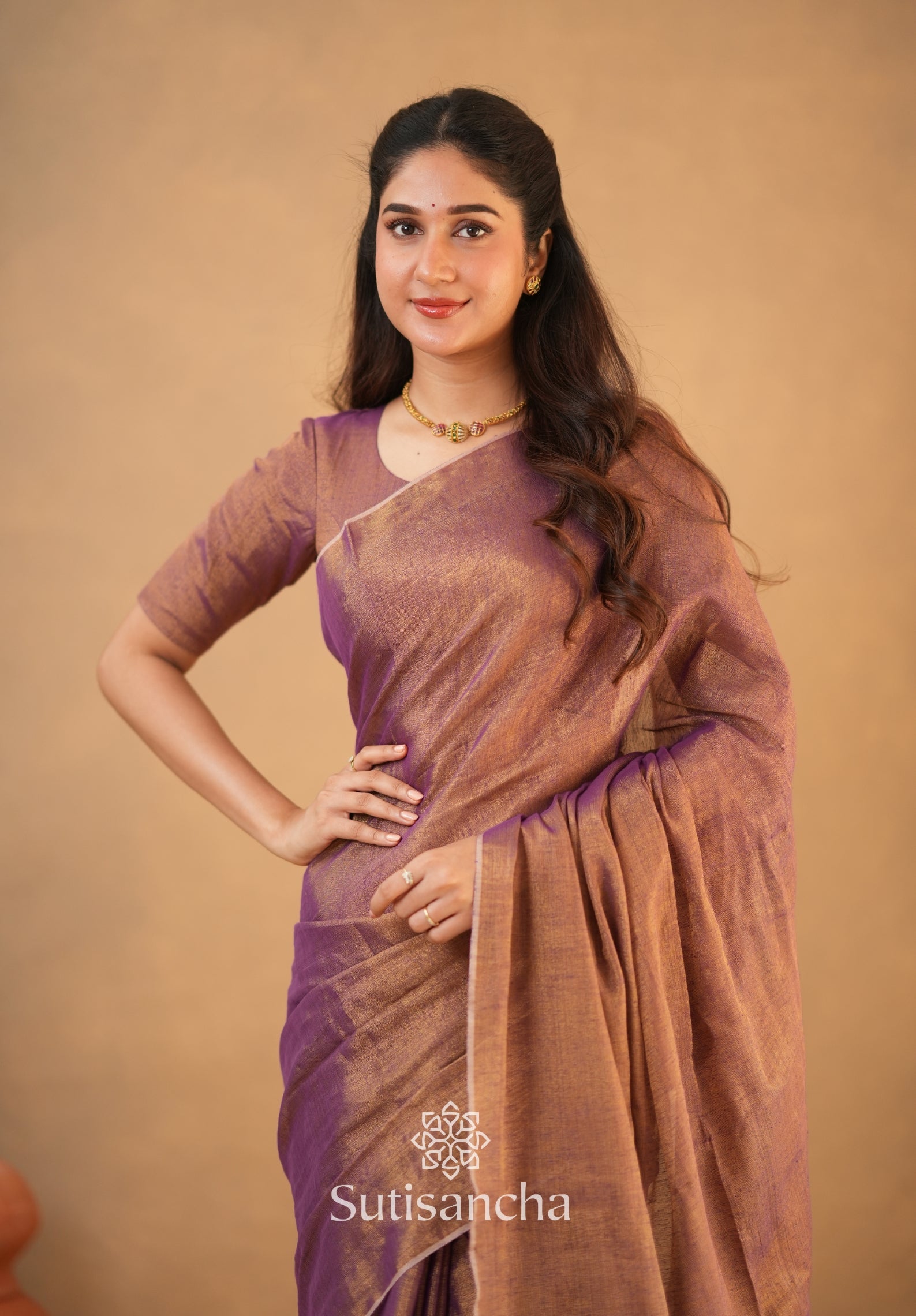 Tissue Charm Light and Lustrous Linen Saree