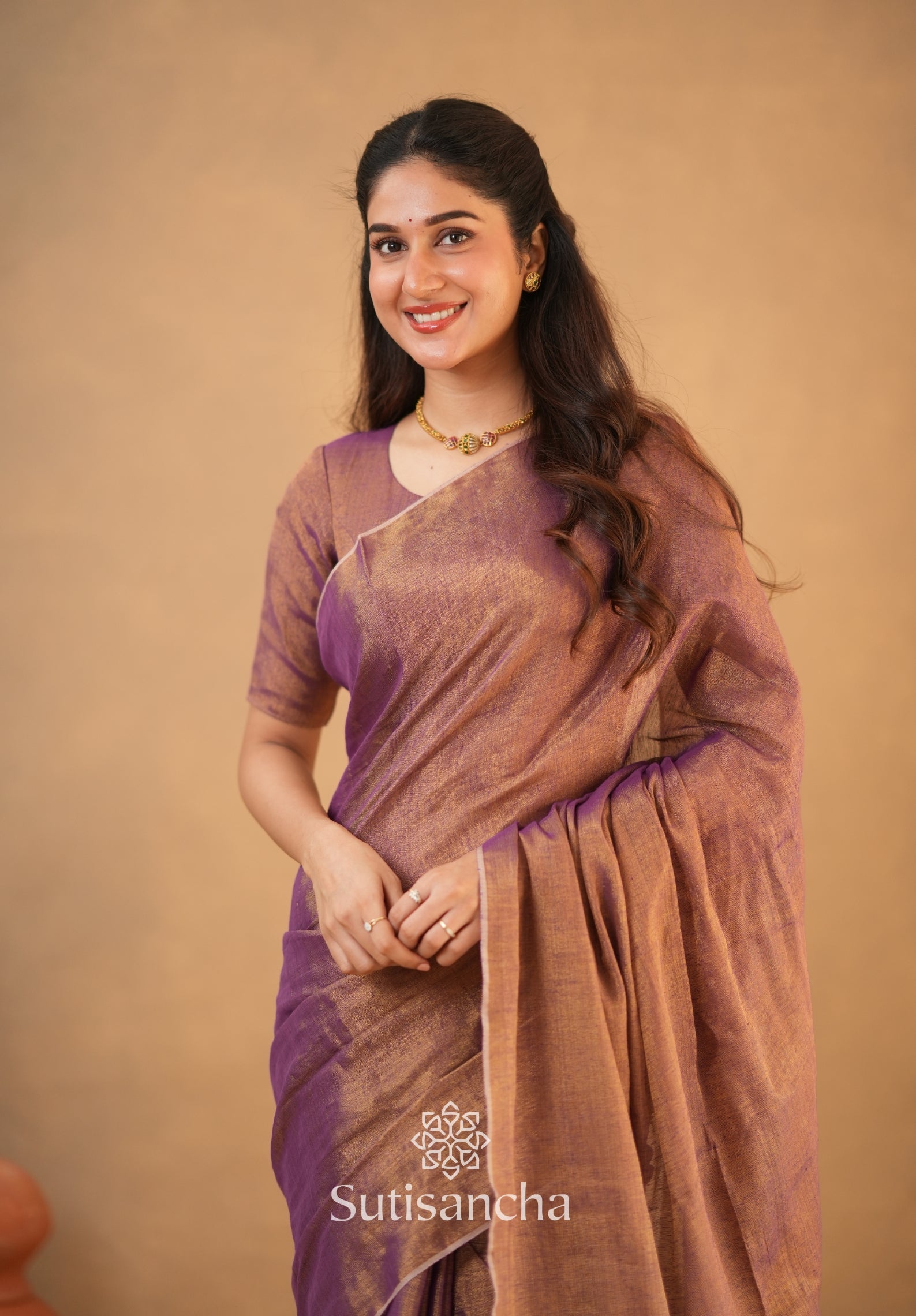 Tissue Charm Light and Lustrous Linen Saree