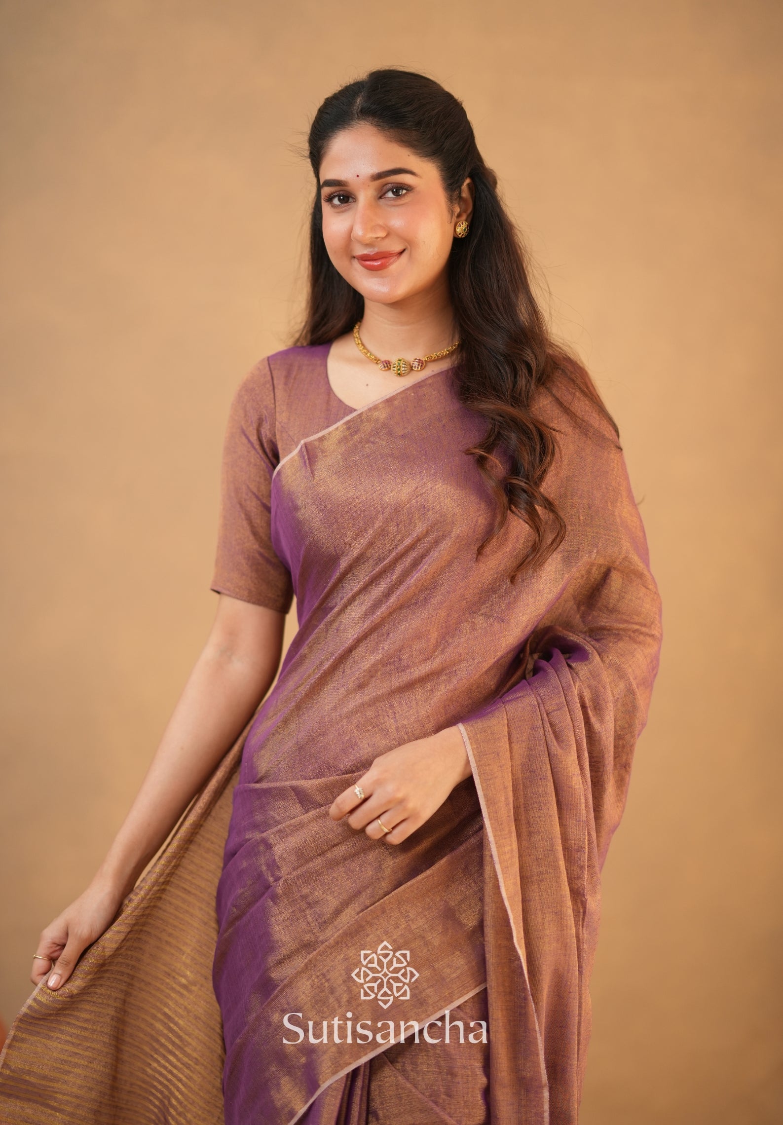 Tissue Charm Light and Lustrous Linen Saree