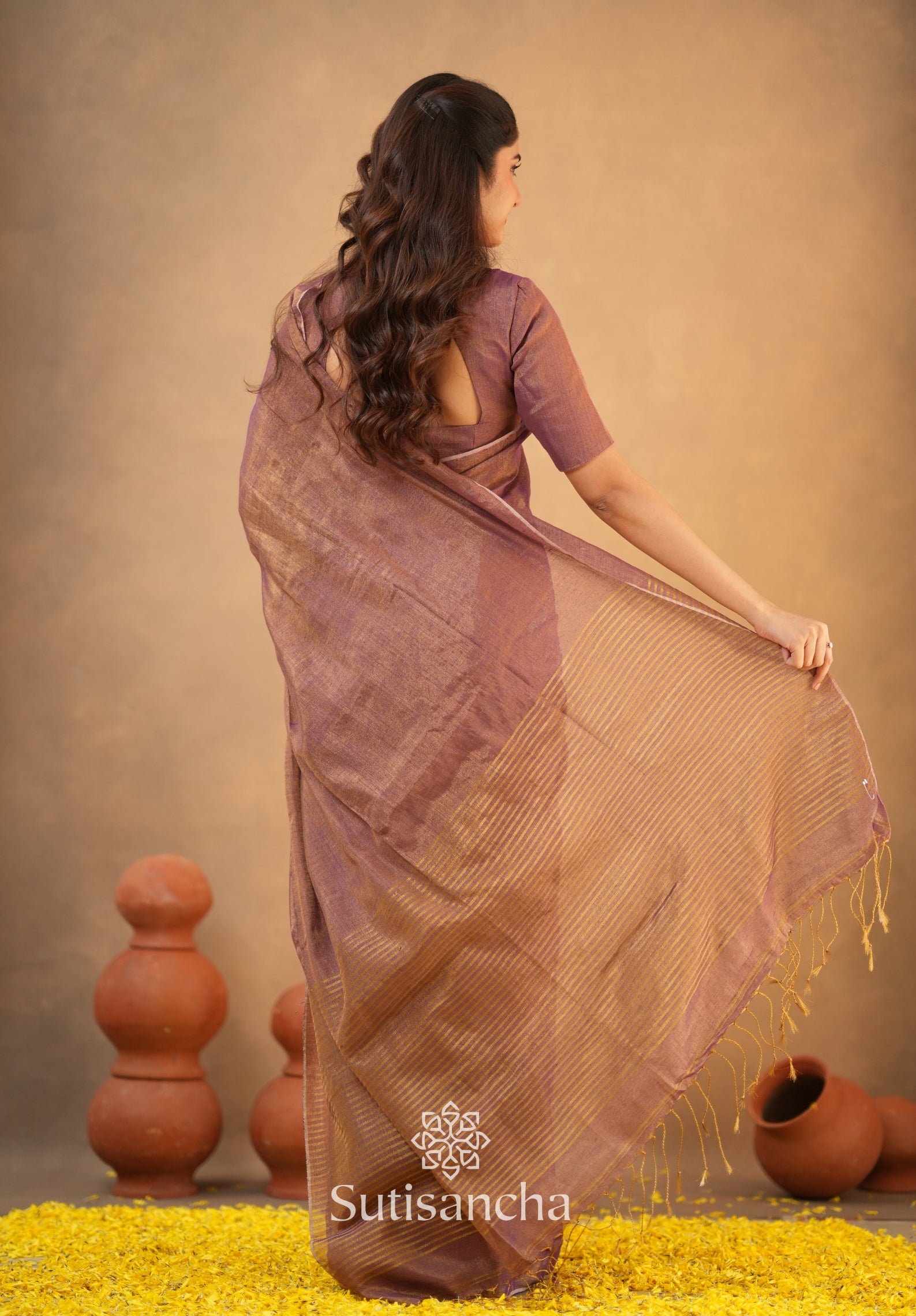 Tissue Charm Light and Lustrous Linen Saree