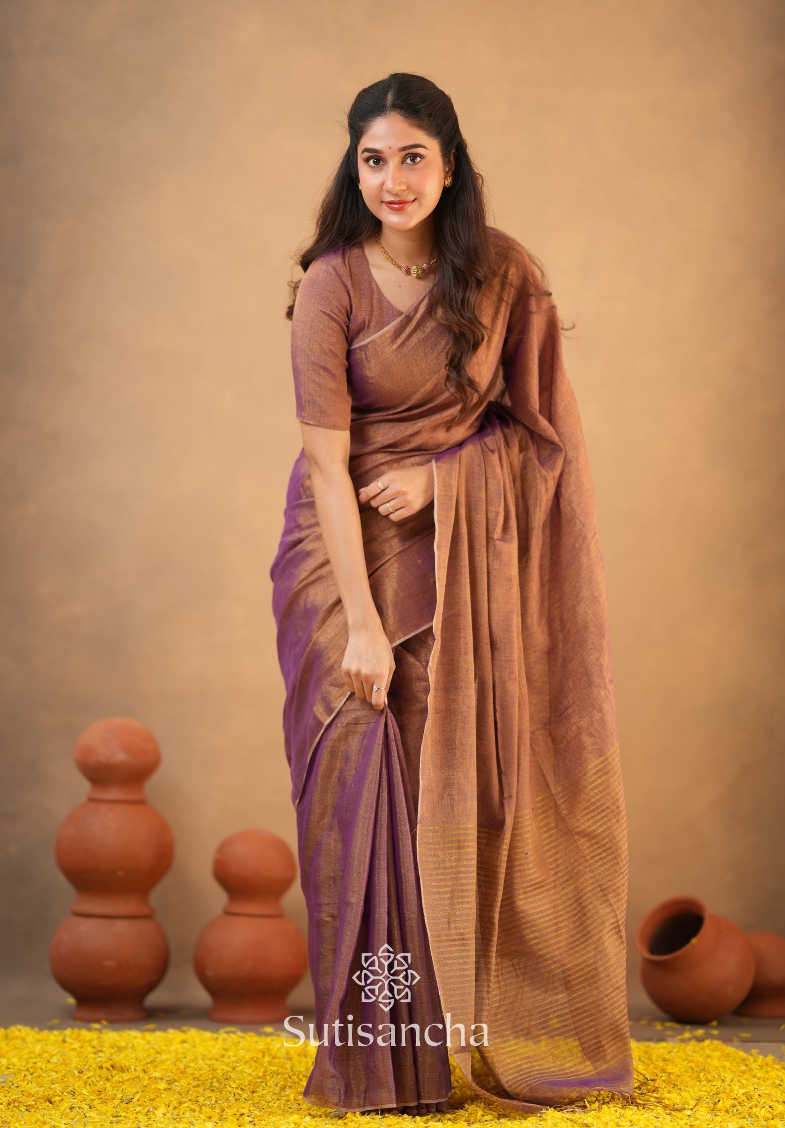 Tissue Charm Light and Lustrous Linen Saree