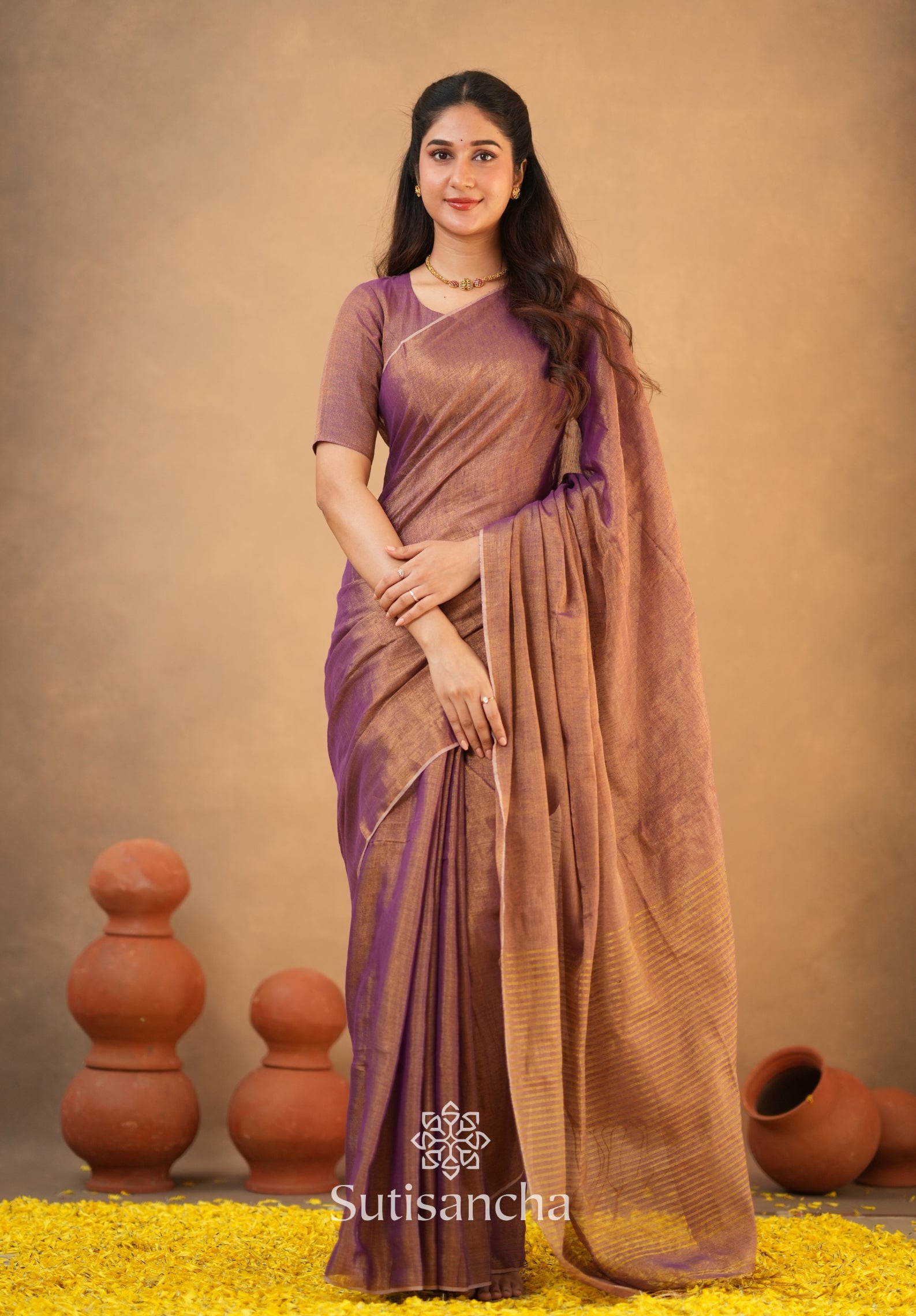 Tissue Charm Light and Lustrous Linen Saree
