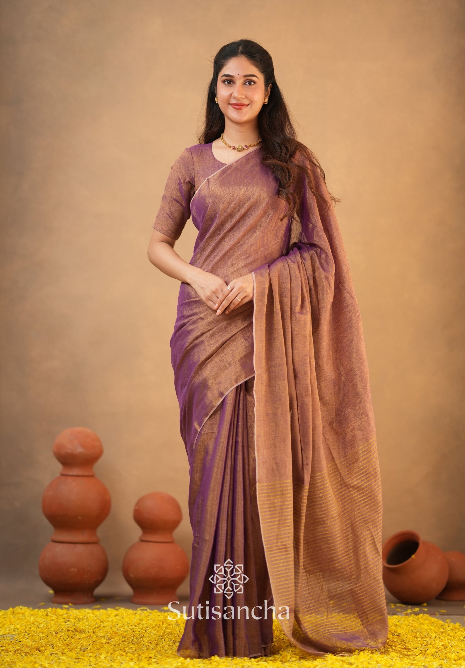 Tissue Charm Light and Lustrous Linen Saree