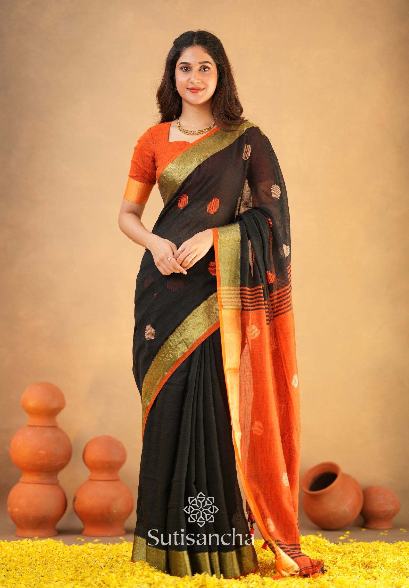Sutisancha Woven Heritage Handloom Cotton Saree