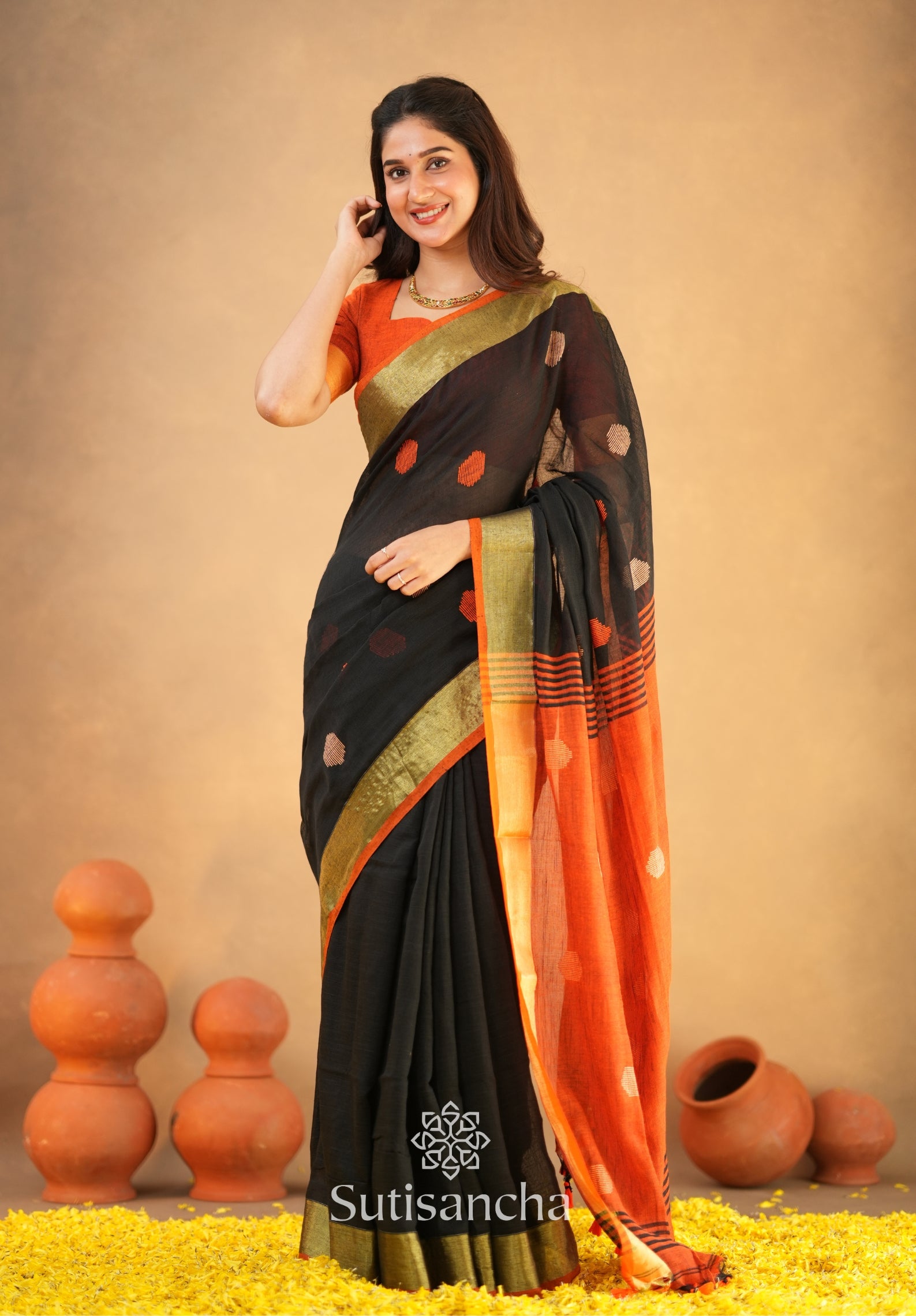 Sutisancha Woven Heritage Handloom Cotton Saree