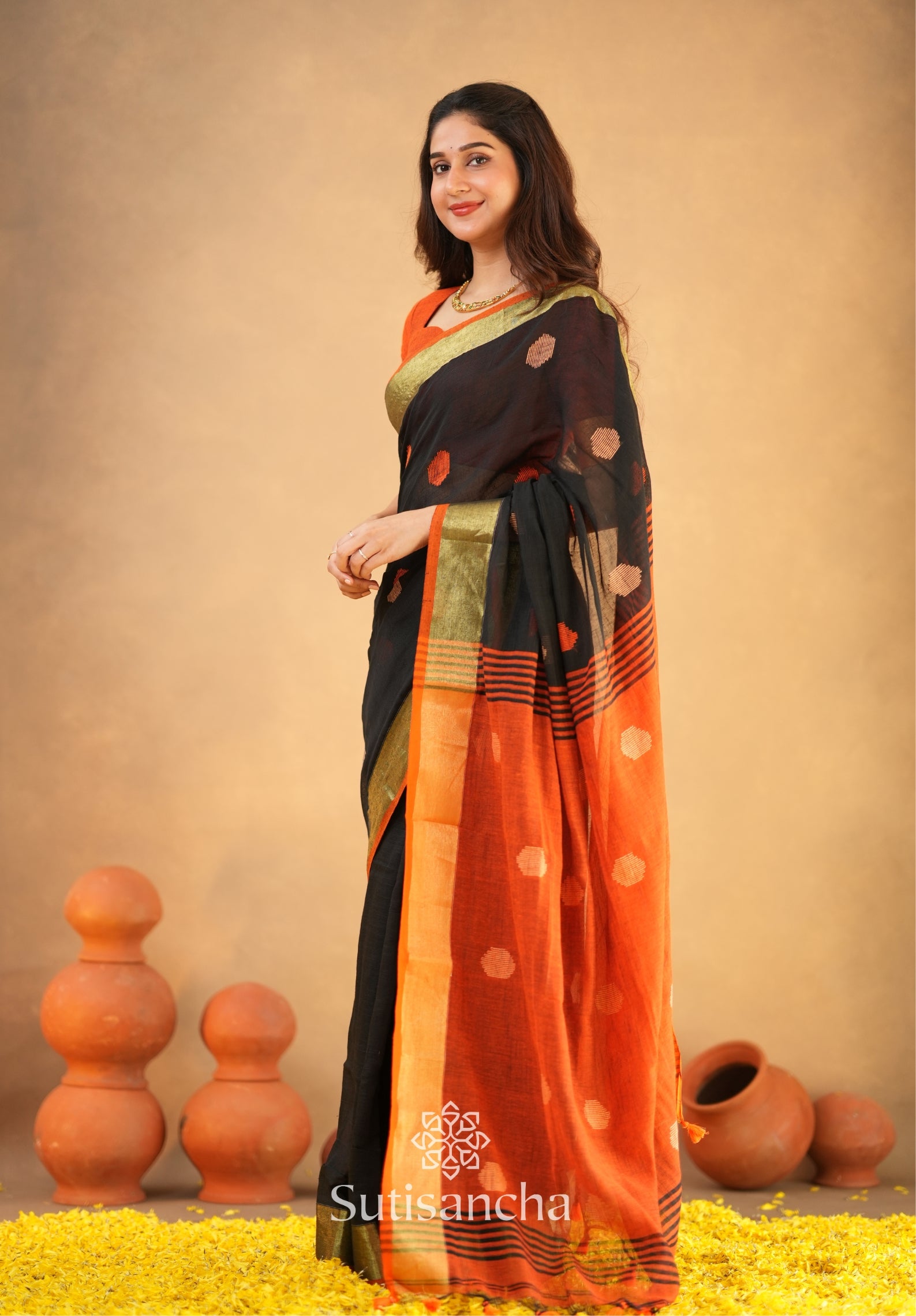 Sutisancha Woven Heritage Handloom Cotton Saree