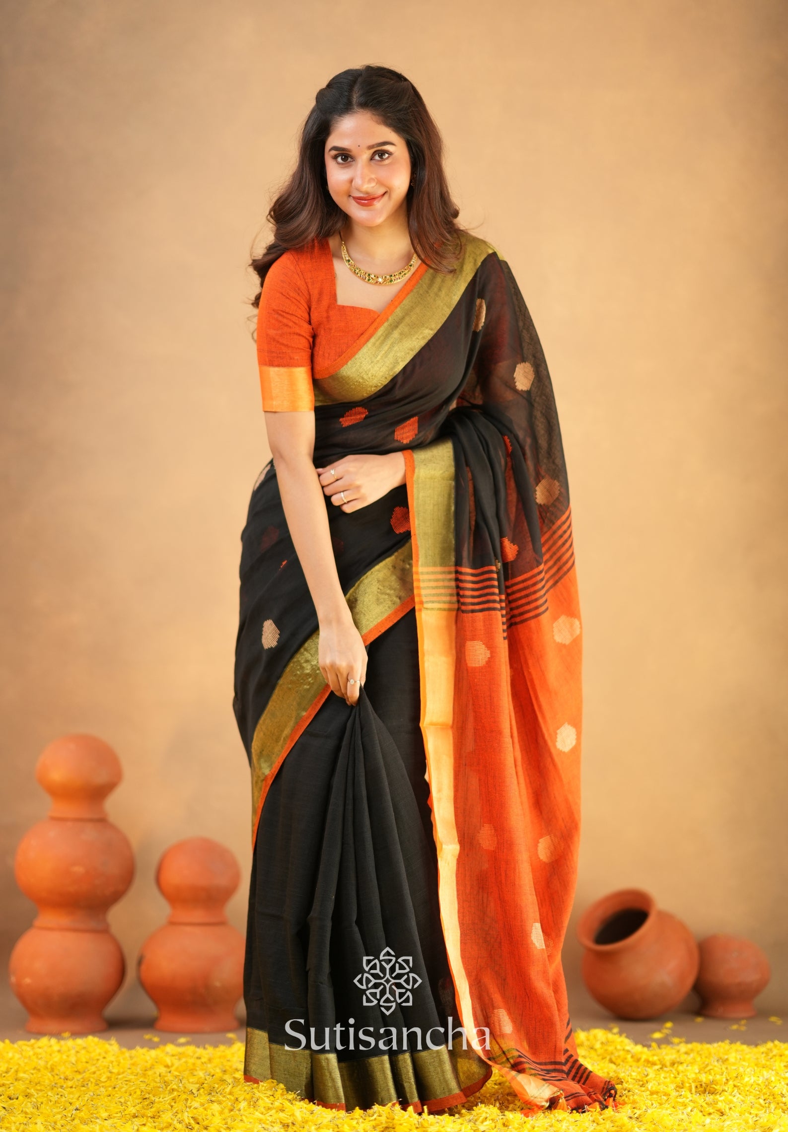 Sutisancha Woven Heritage Handloom Cotton Saree