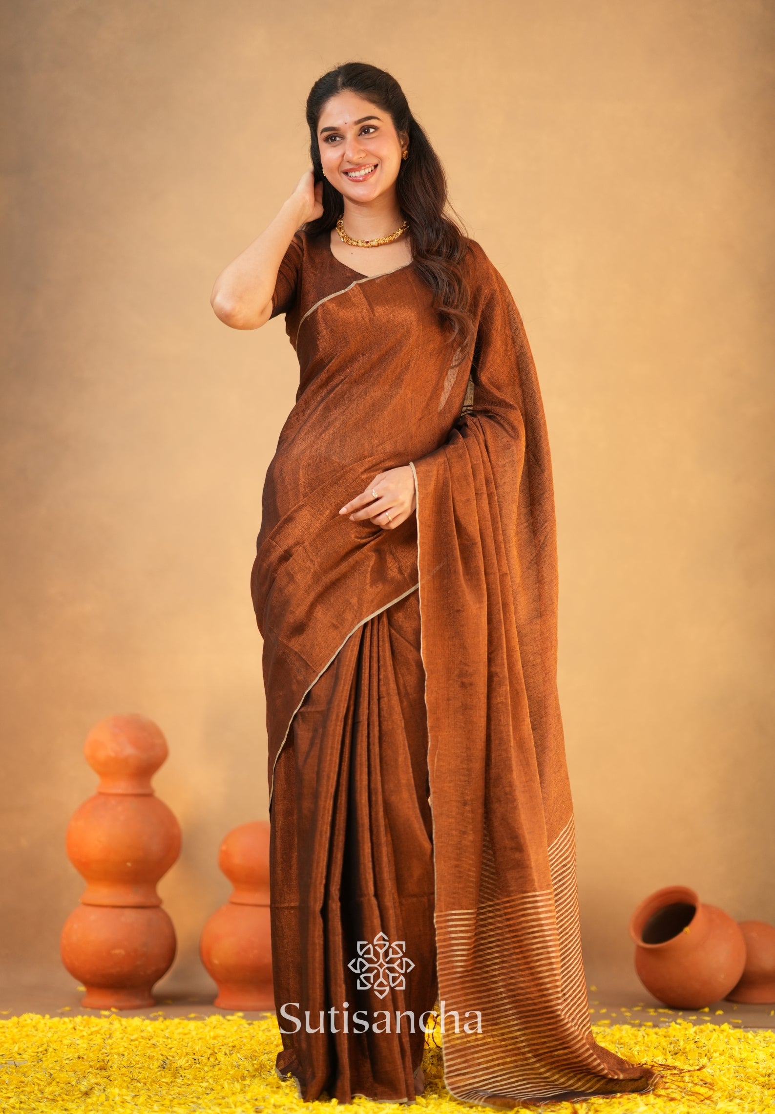 Tissue Charm Light and Lustrous Linen Saree