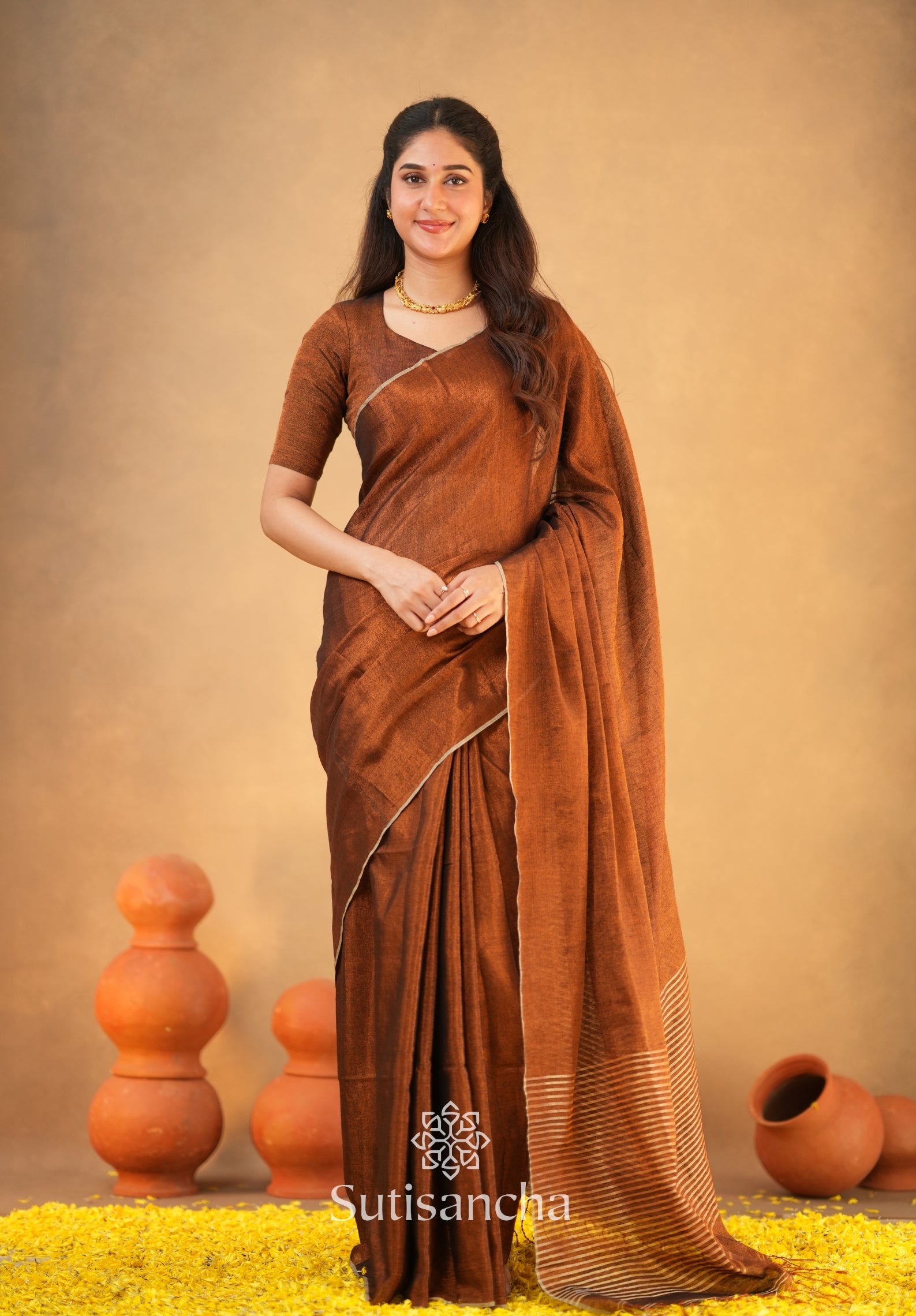 Tissue Charm Light and Lustrous Linen Saree