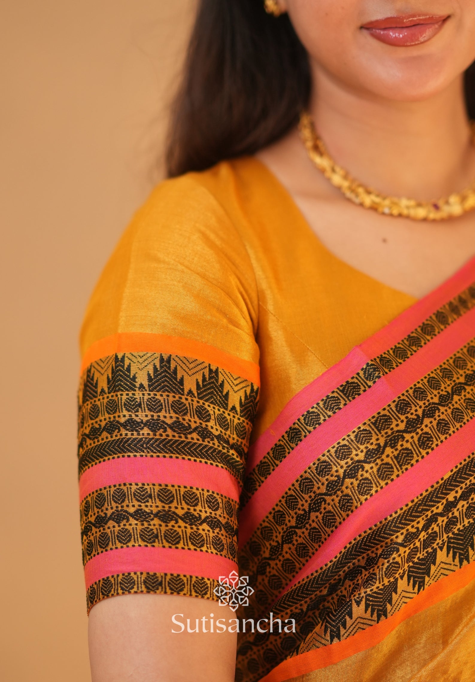 South Charm Tissue Cotton Saree with Traditional Border