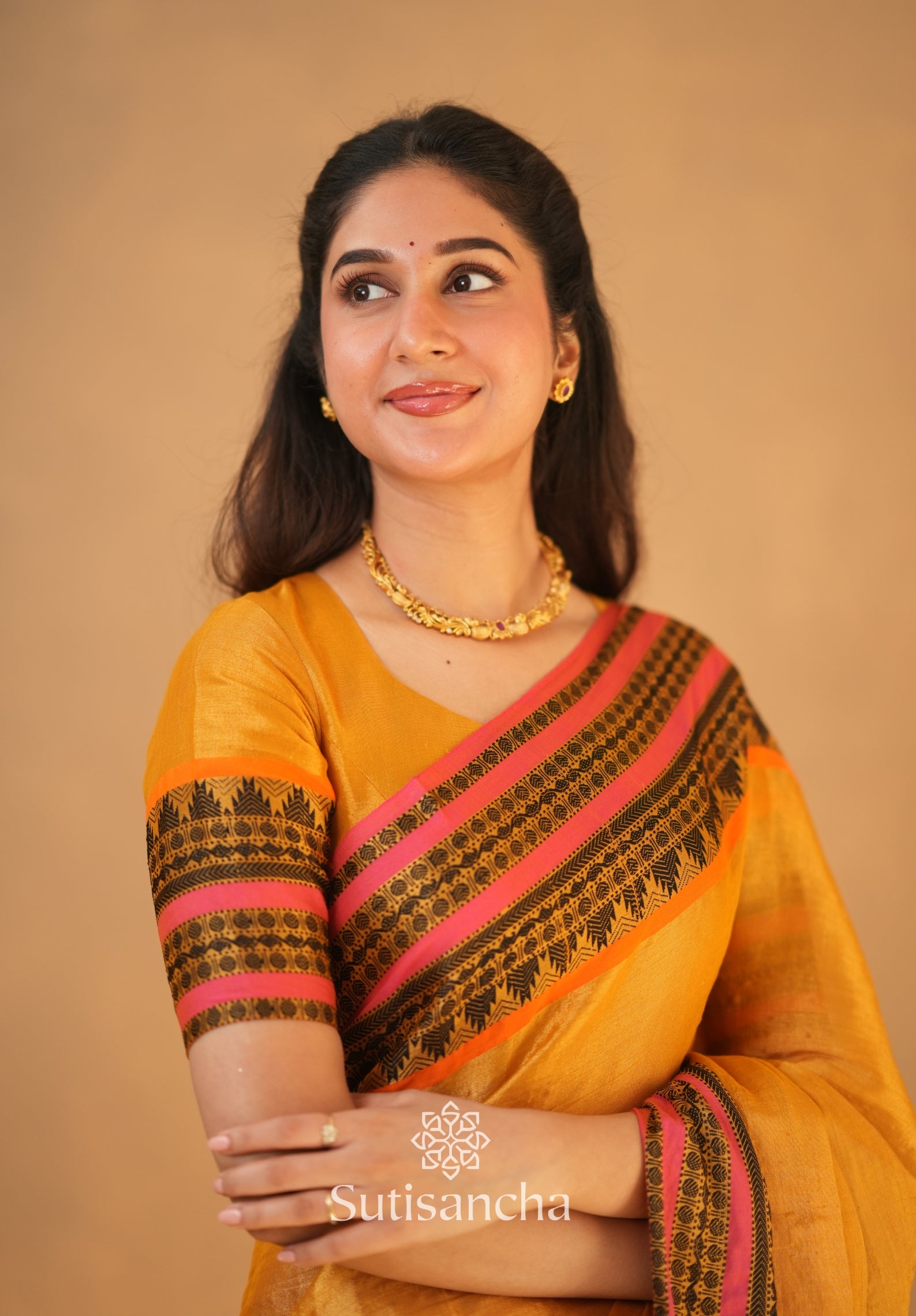 South Charm Tissue Cotton Saree with Traditional Border