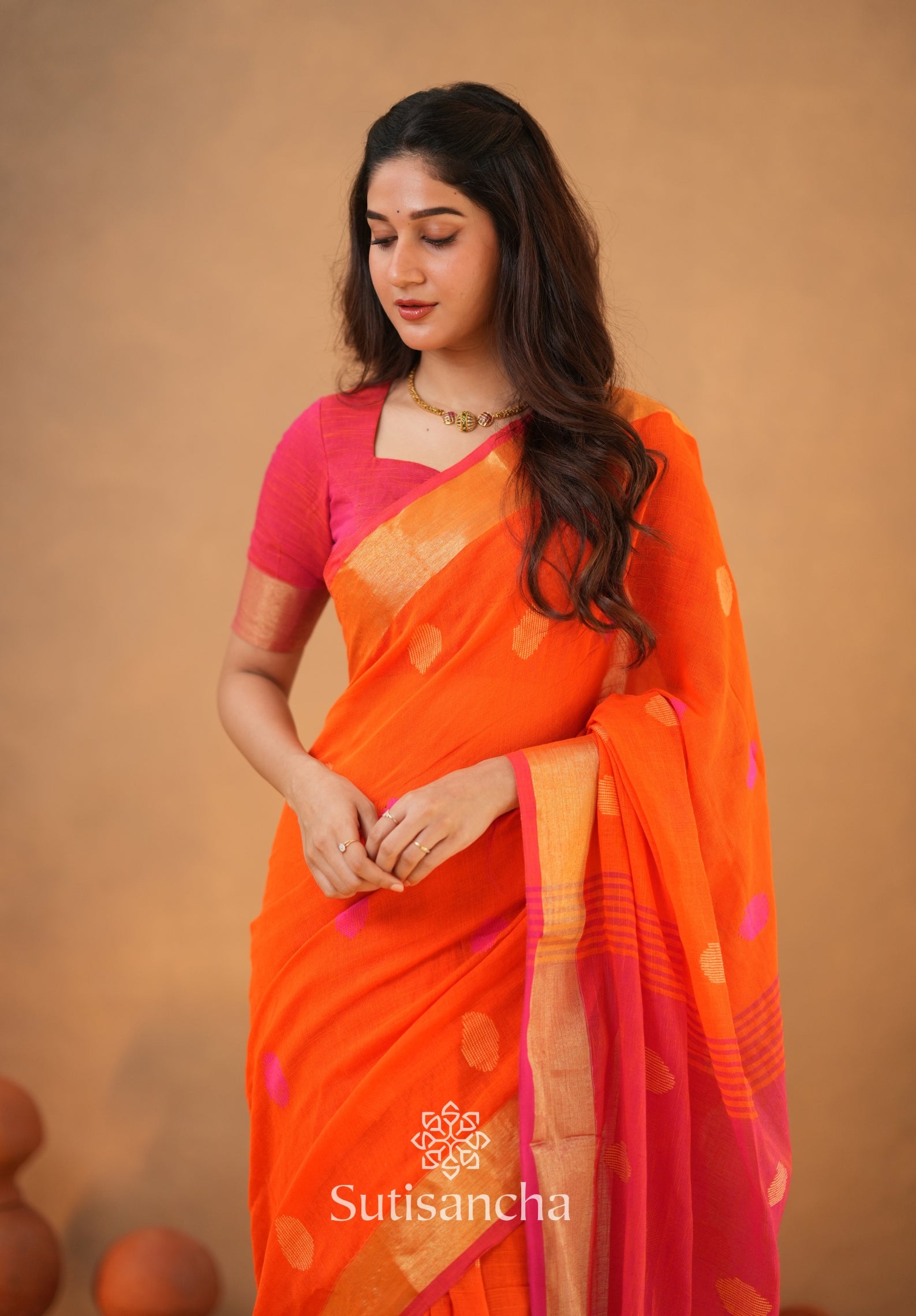 Sutisancha Woven Heritage Handloom Cotton Saree