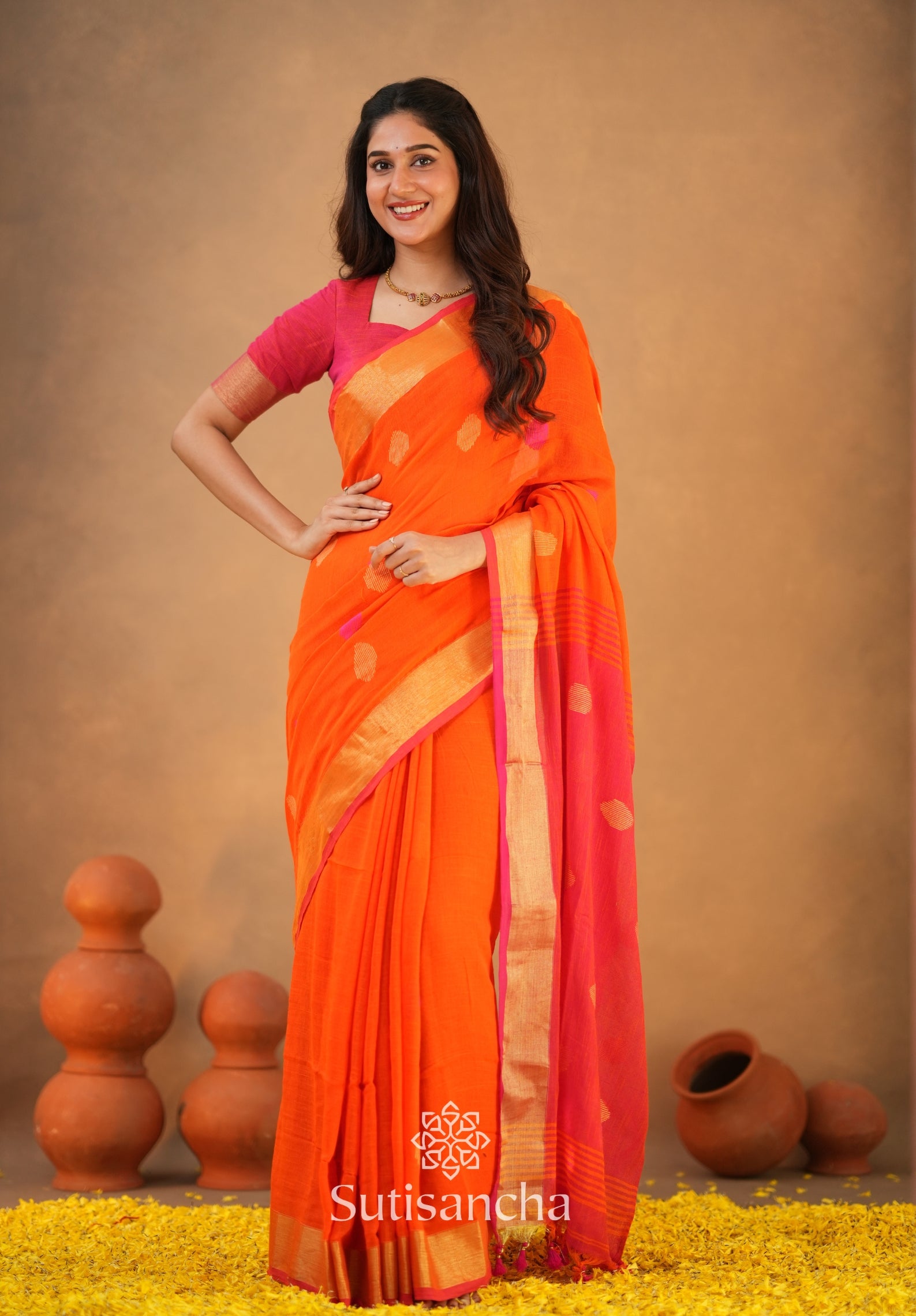 Sutisancha Woven Heritage Handloom Cotton Saree